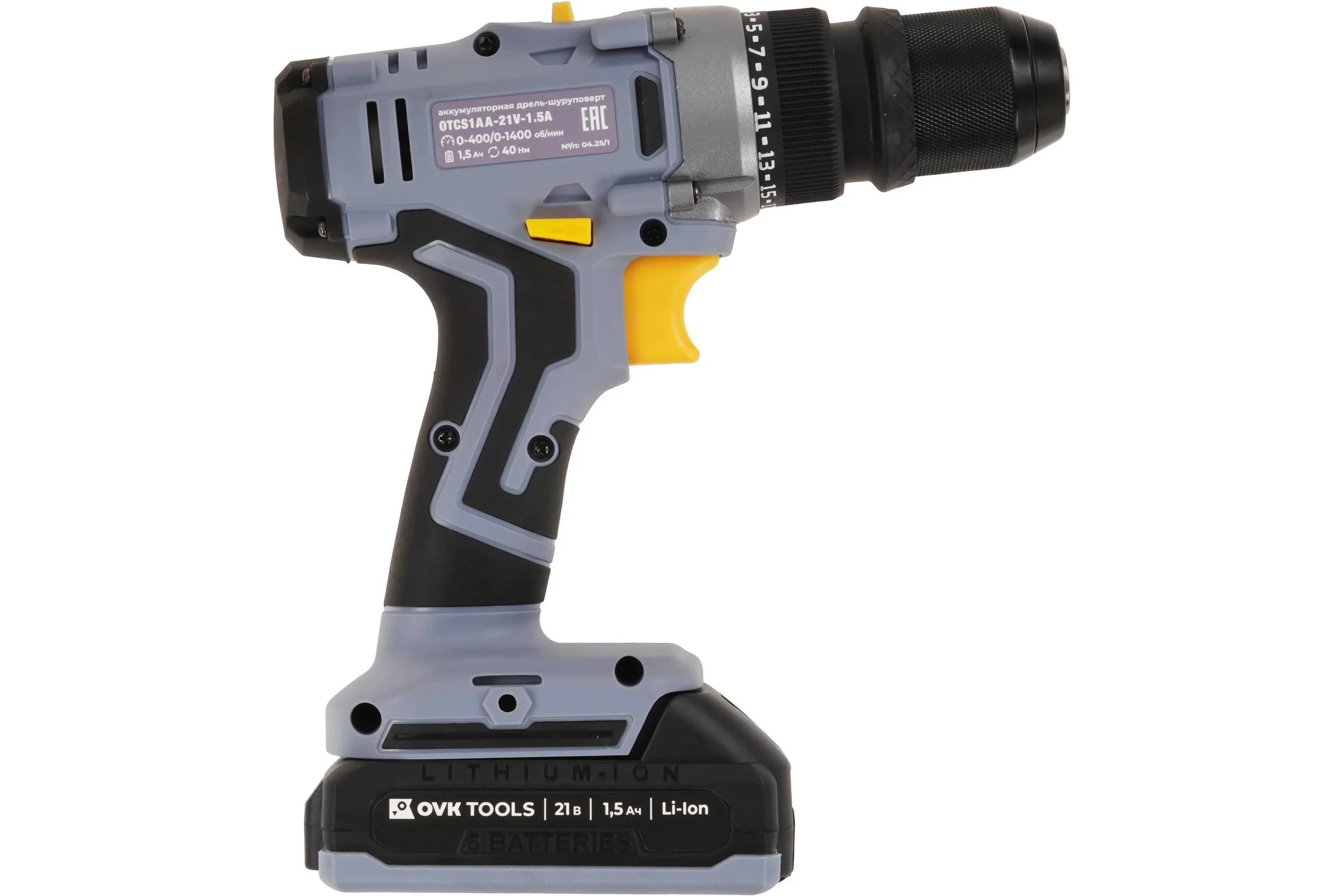 Аккумуляторная дрель-шуруповерт OVK TOOLS OTCS1AA-21V-1.5A