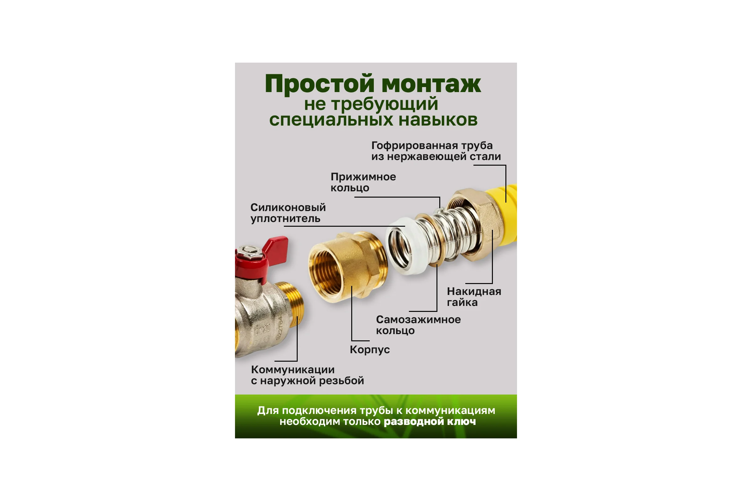 Комплект гофрированная труба VETONA в оболочке 15А 10м с муфтами (F) газ 15x1/2 (2 шт.) 101880