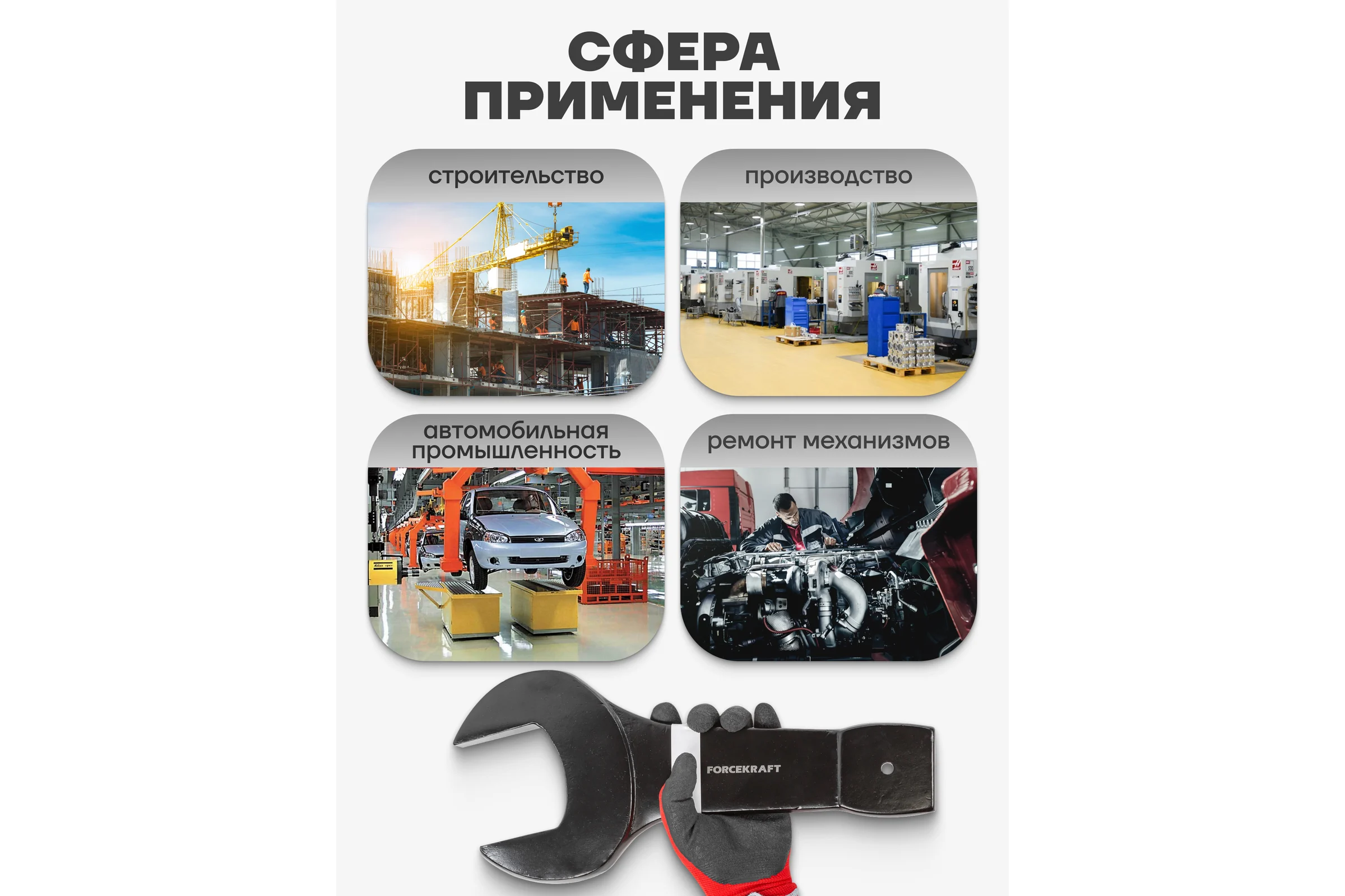 Ключ рожковый ударный односторонний Forcekraft 120мм FK-791120(26990)