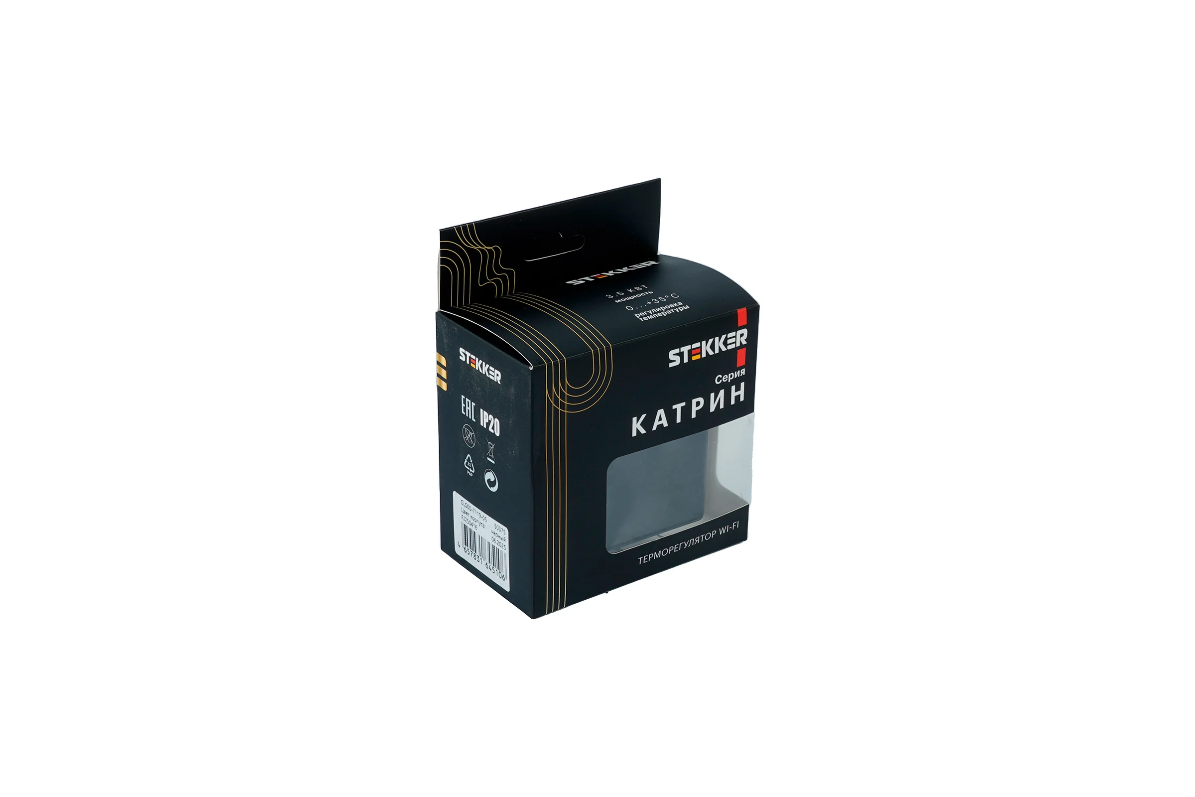 Терморегулятор STEKKER Wi-Fi (механизм), 250В, 3500Вт, серия Катрин, GLS00-7119-05, черный, 50375