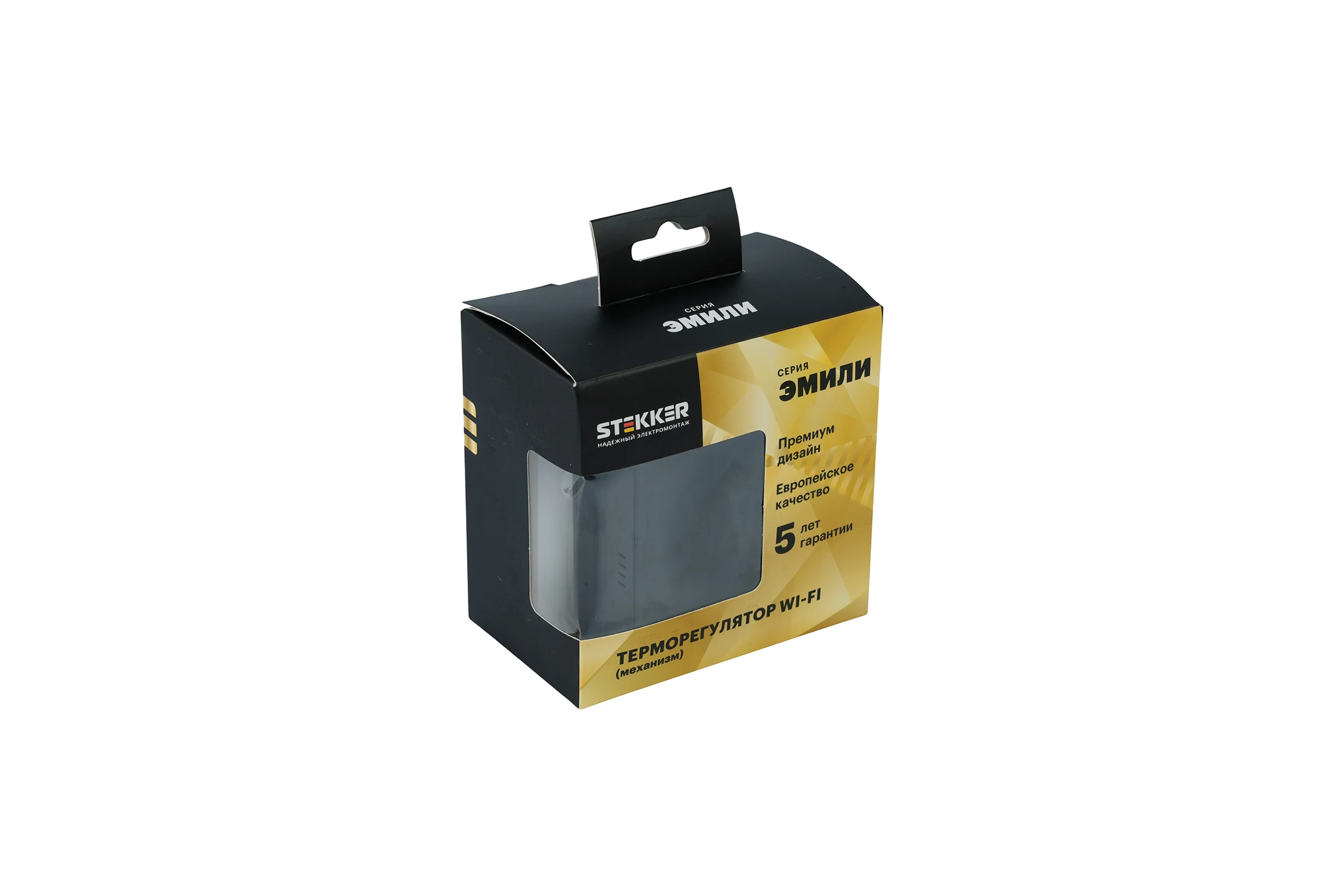 Терморегулятор STEKKER Wi-Fi (механизм), 250В, 3500Вт, серия Эмили, RSW00-5119-05, черный уголь, soft touch, 50377