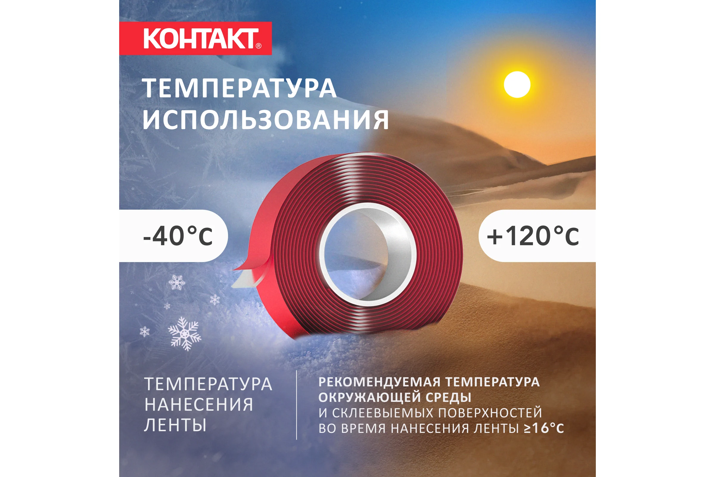 Монтажная клейкая лента двусторонняя прозрачная Контакт 19мм х 2м 23712