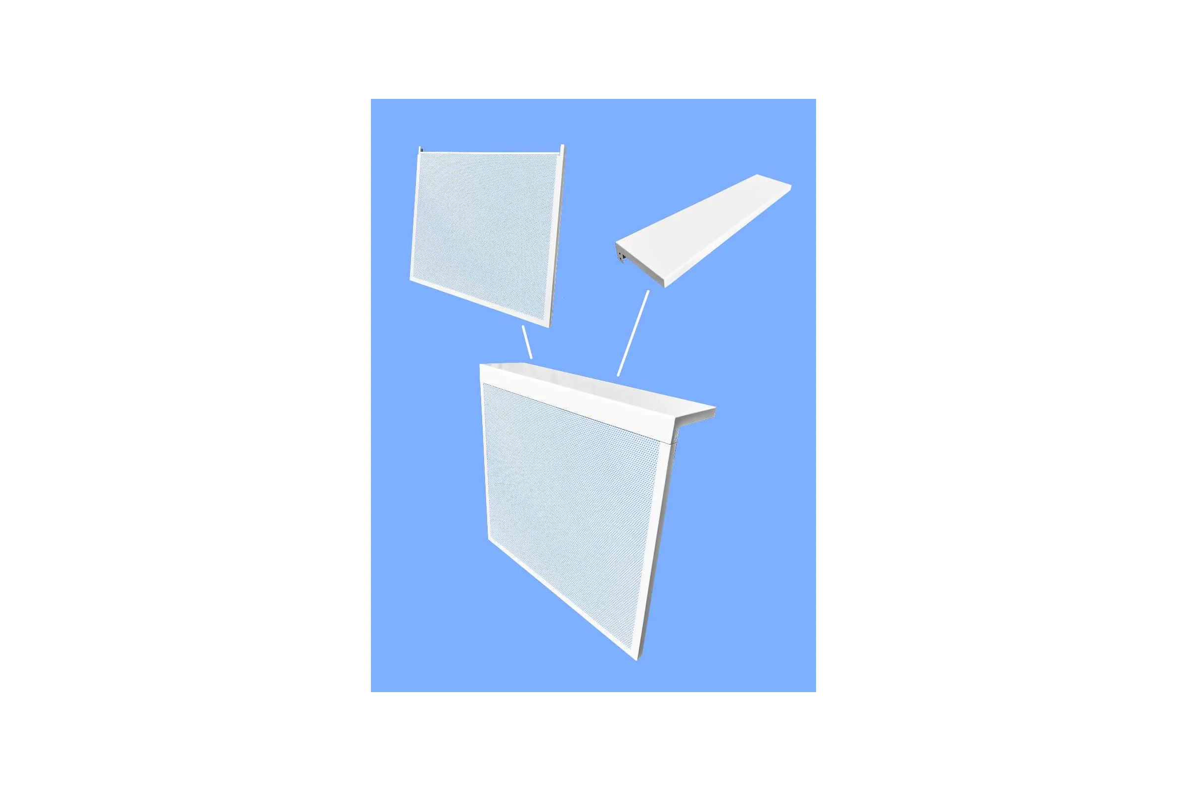 Экран на батарею ООО Вентмаркет 550х300х150 мм, без верхней перфорации, разборный, цвет белый SC550300