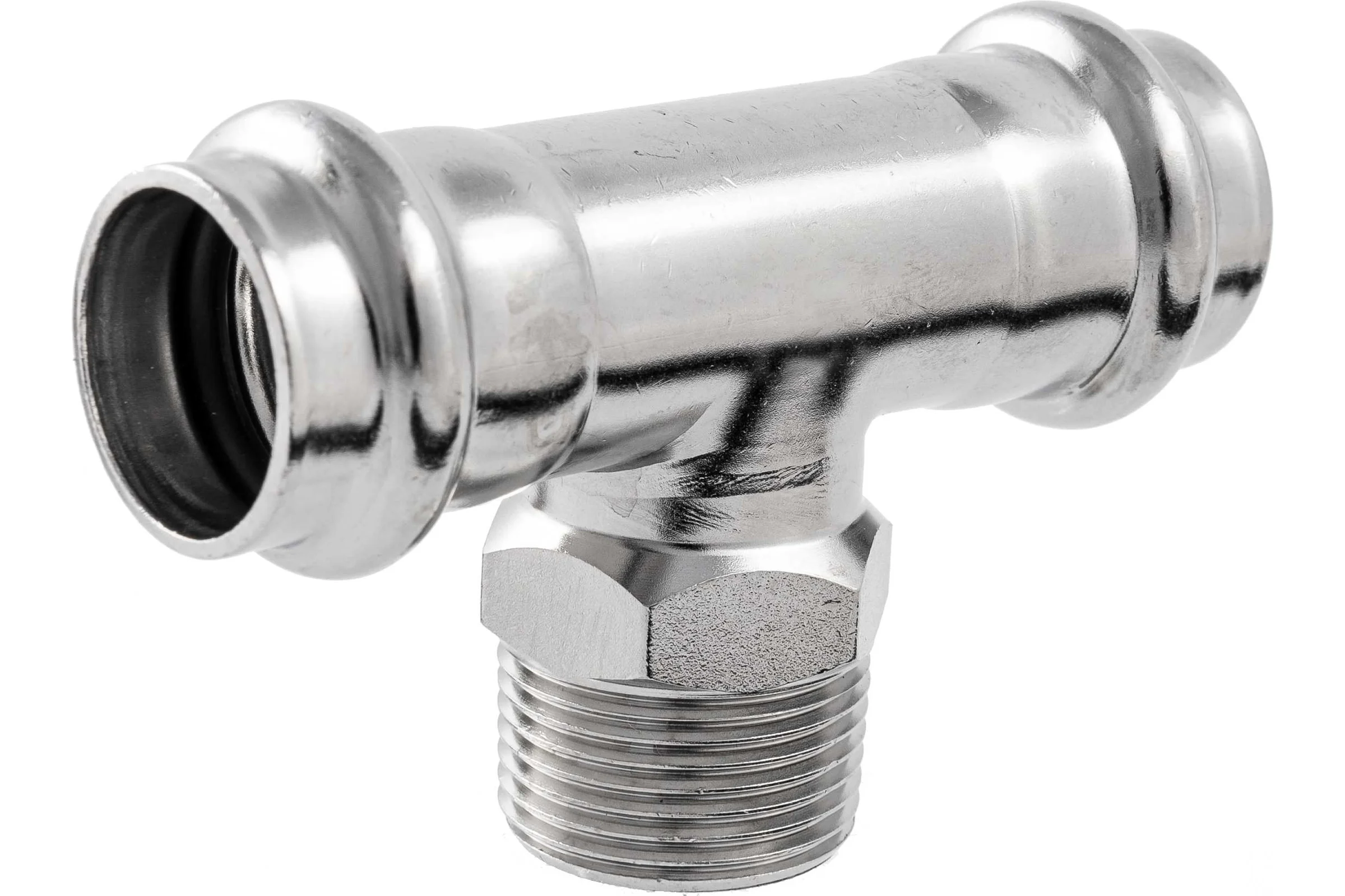 Пресс-тройник NEWKEY ПР/НР/ПР нержавеющий, AISI304 15mm x 1/2 x 15mm, CF8, PN16 NK-PTmF15*15*15/4