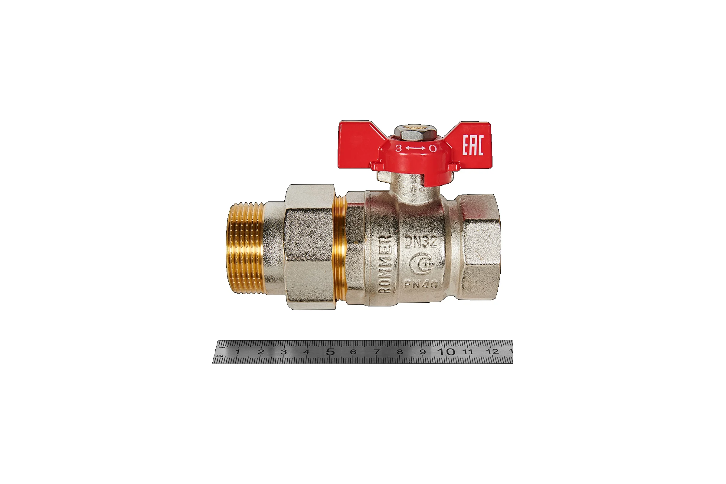 Кран шаровой ROMMER с американкой, ВР/НР, ручка бабочка 1 1/4 RBV-0005-2510232 RG00938RJNBC96