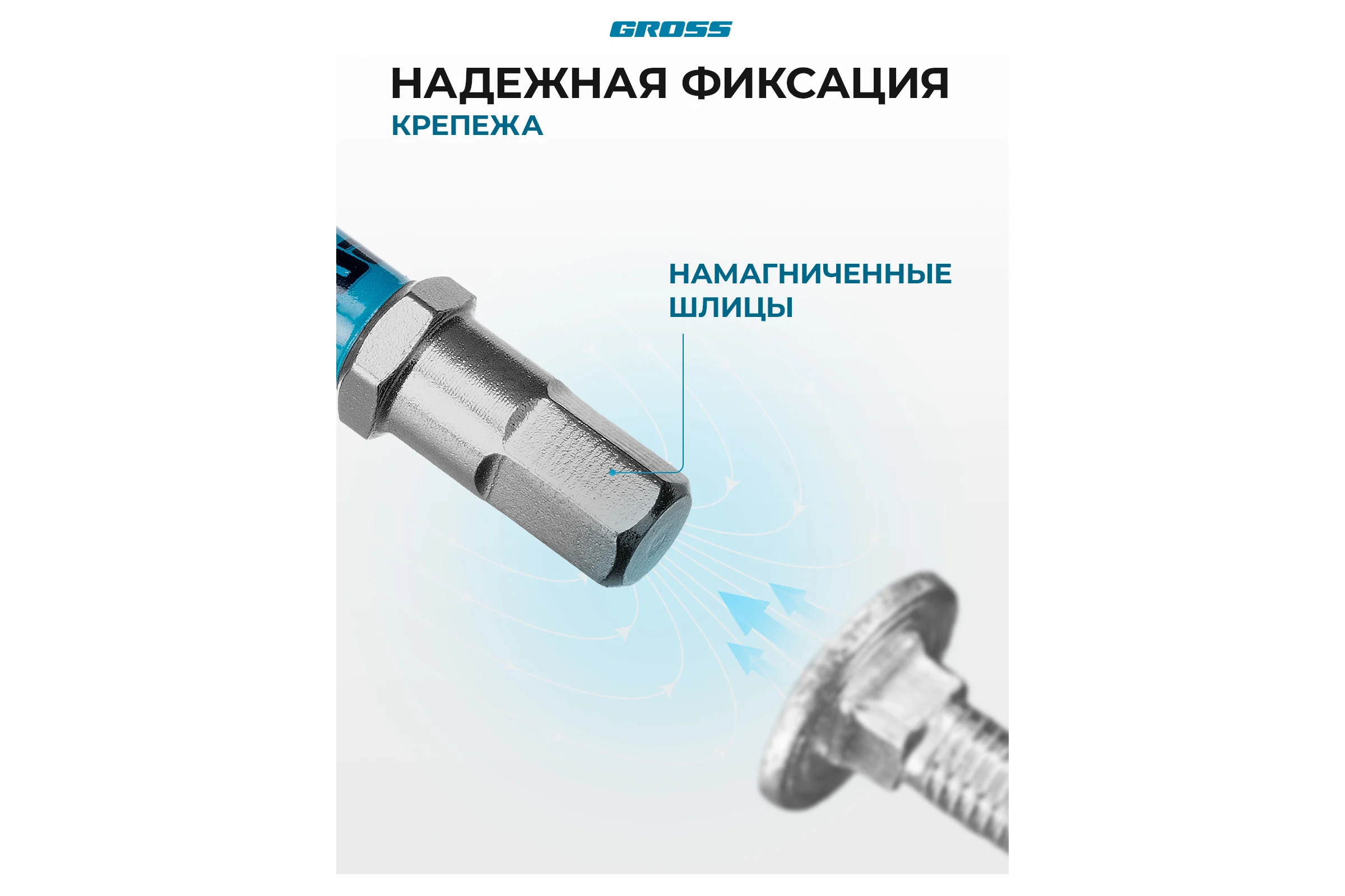 Бита GROSS HEX5х50 мм сталь S2 шестигр. 10 шт 114064