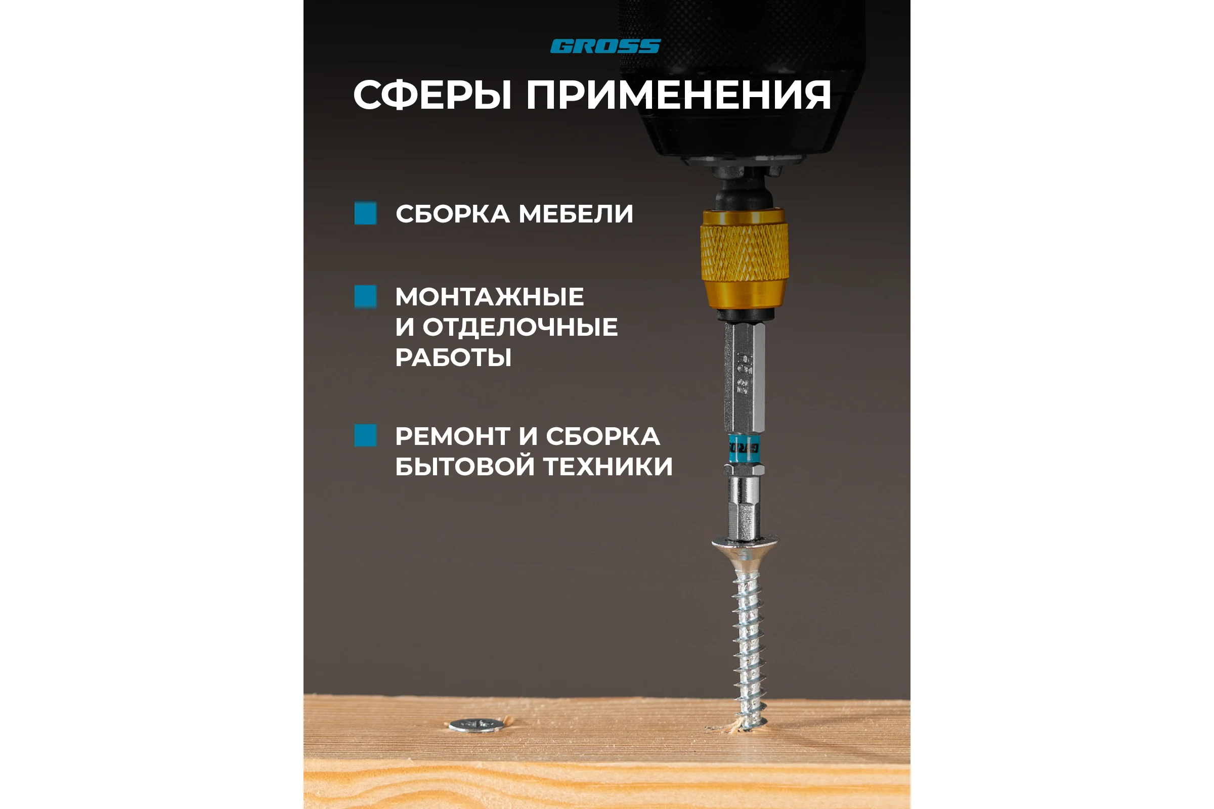 Бита GROSS HEX5х50 мм сталь S2 шестигр. 10 шт 114064