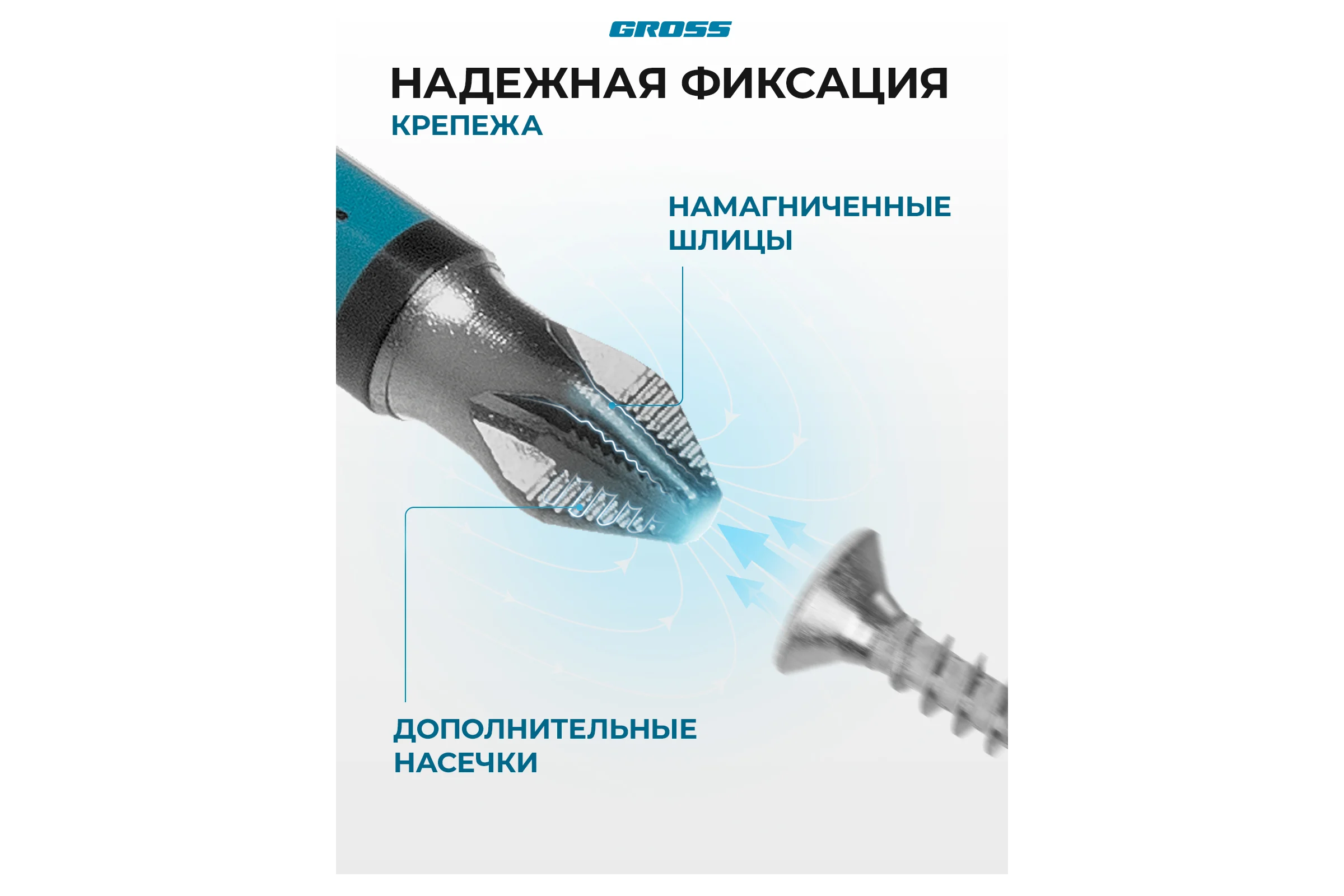 Бита GROSS PH2х70 мм сталь S2 кругл. отрывн. 10 шт 112162