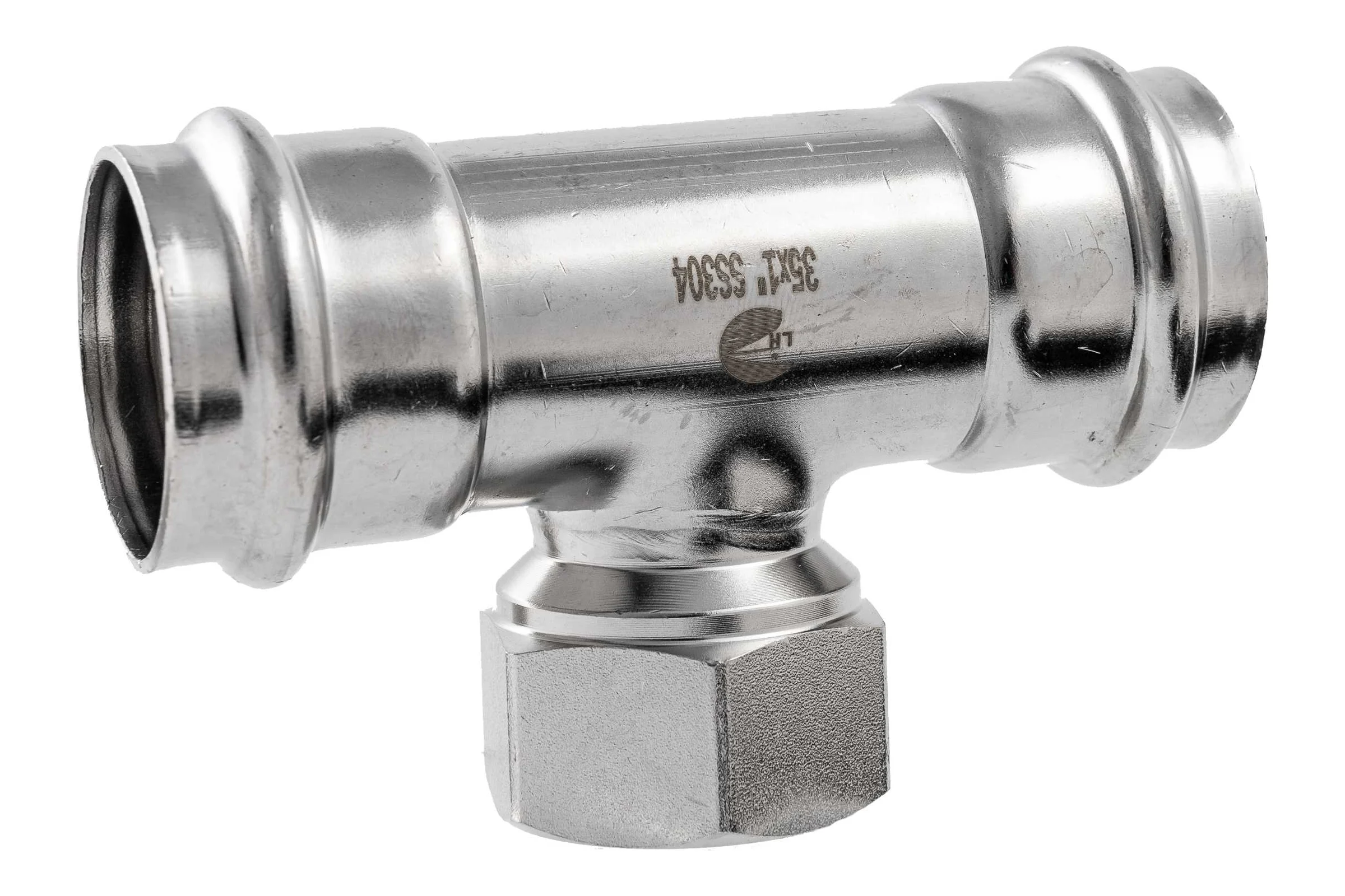 Пресс-тройник NEWKEY ПР/ВР/ПР нержавеющий, AISI304 28mm x 1/2 x 28mm, CF8, PN16 NK-PTmM28*15*28/4