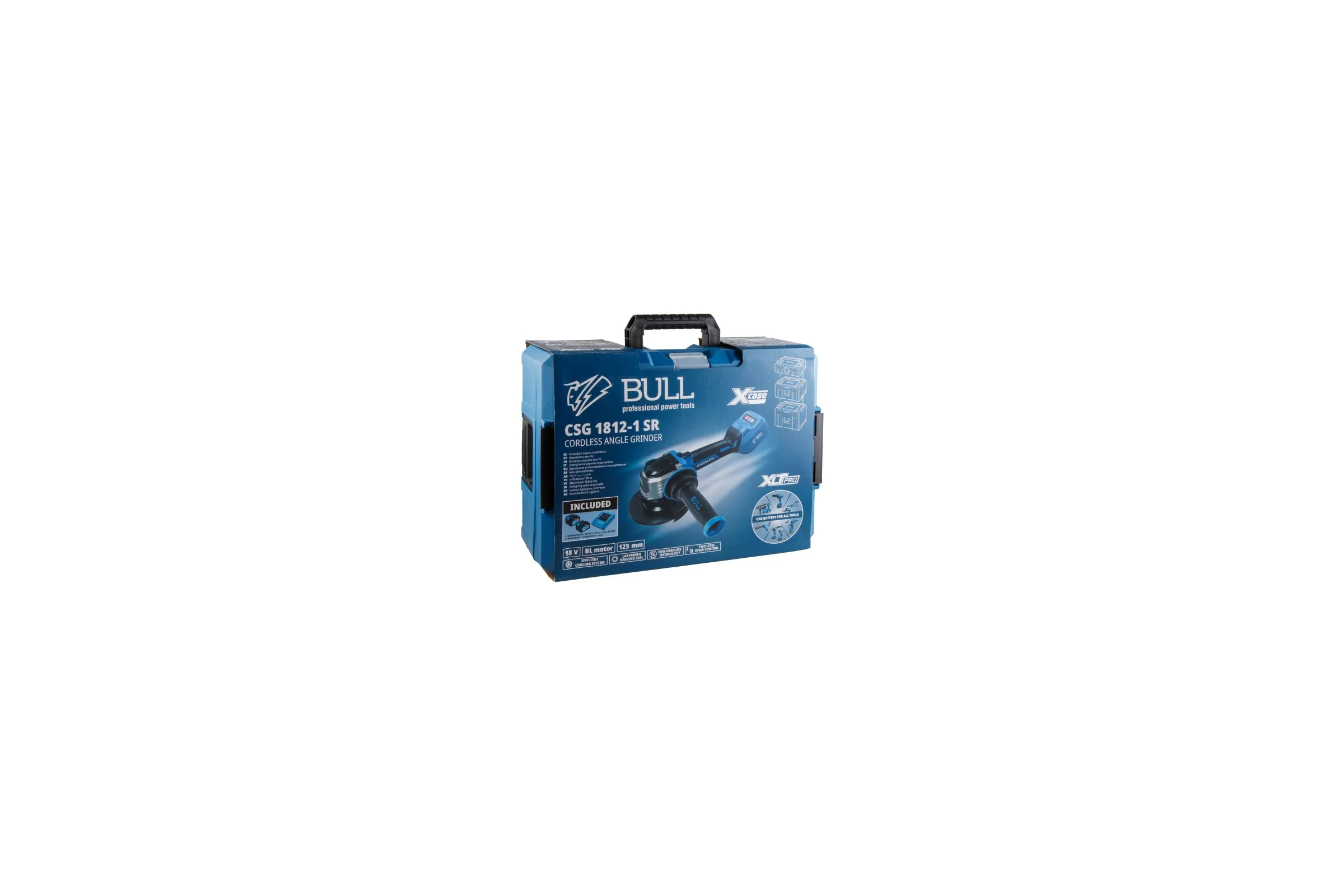 Аккуммуляторная углошлифмашина BULL CSG 1812-1 SR Xcase XLTpro 2x6 Ач БЕСЩЕТ, 125 мм, рег. об., 10 000 об/мин 1333998 ЦЗ-1193769920