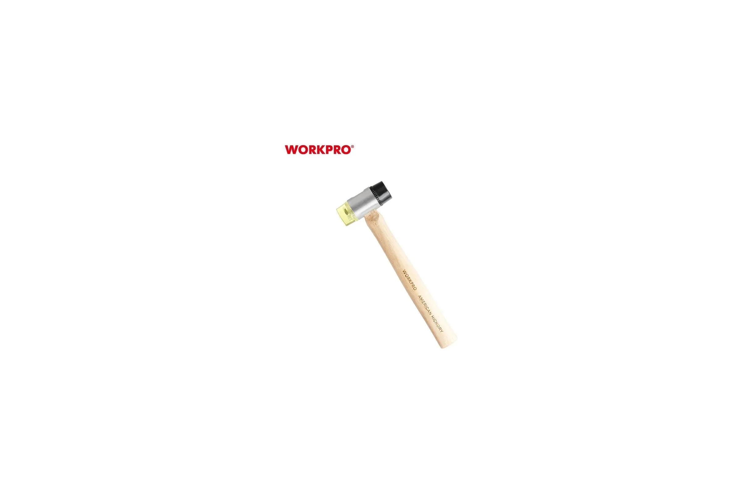 Молоток рихтовочный WORKPRO PRO 35мм с мягкими бойками (деревянная рукоятка) WP241050