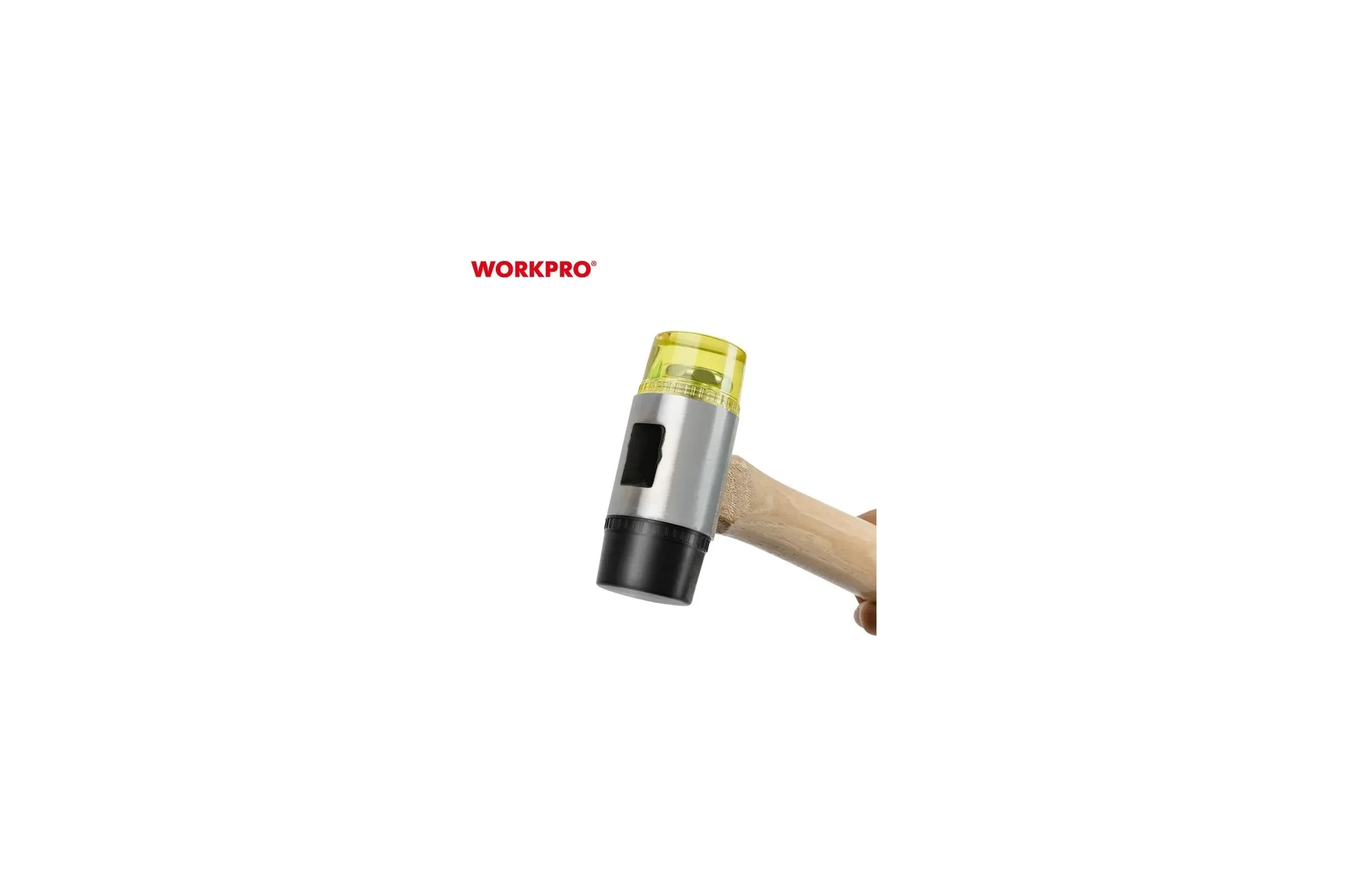 Молоток рихтовочный WORKPRO PRO 35мм с мягкими бойками (деревянная рукоятка) WP241050