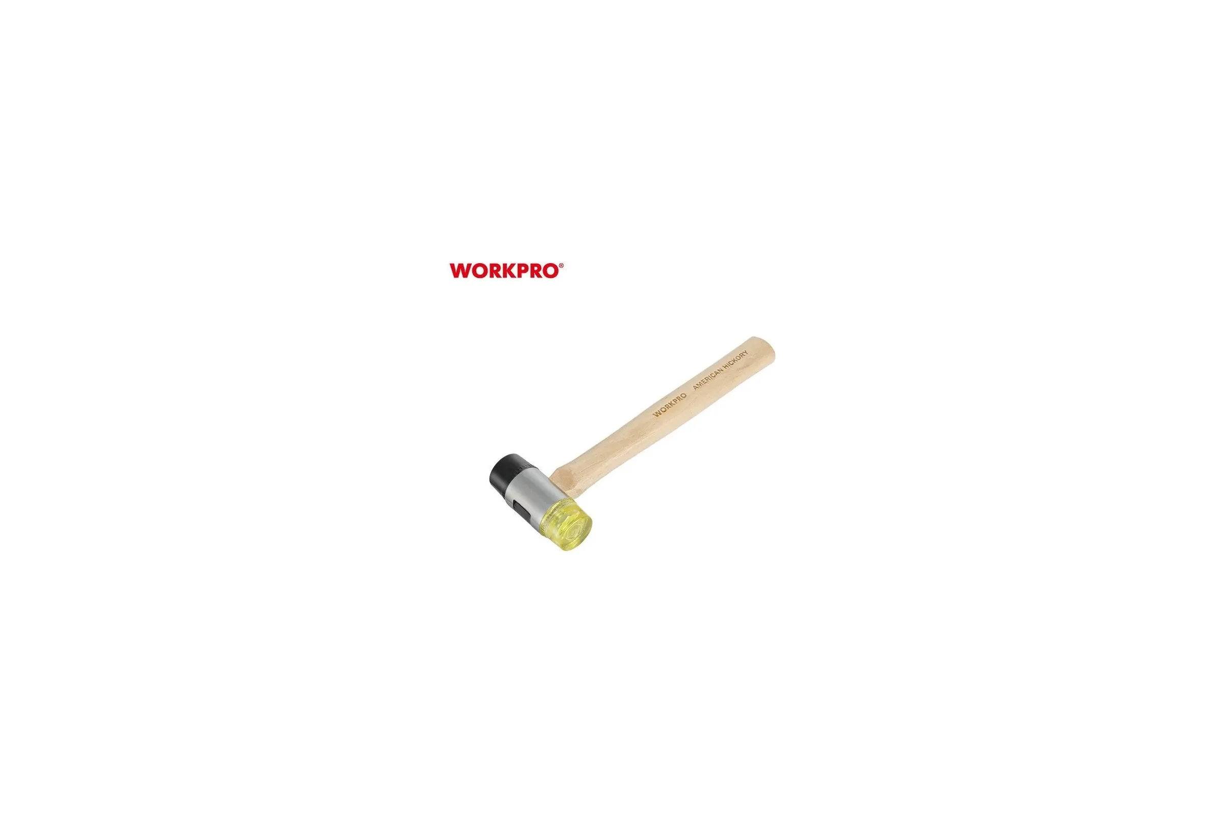 Молоток рихтовочный WORKPRO PRO 35мм с мягкими бойками (деревянная рукоятка) WP241050