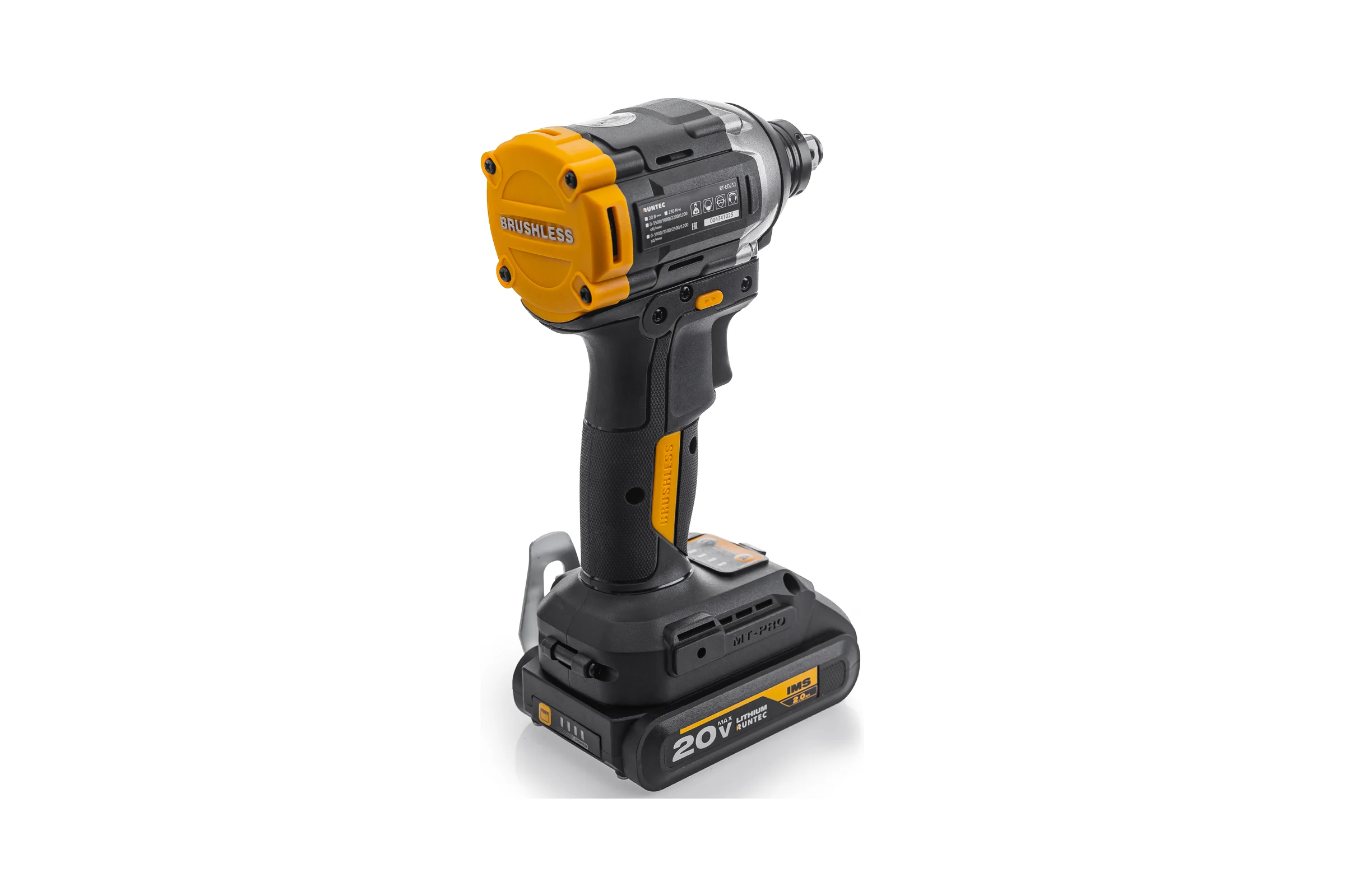 Винтоверт-гайковерт ударный RUNTEC аккумуляторный PRO HEX 1/4, квадрат 1/2, 20В, 2х2Ач, 230Нм RT-ED232