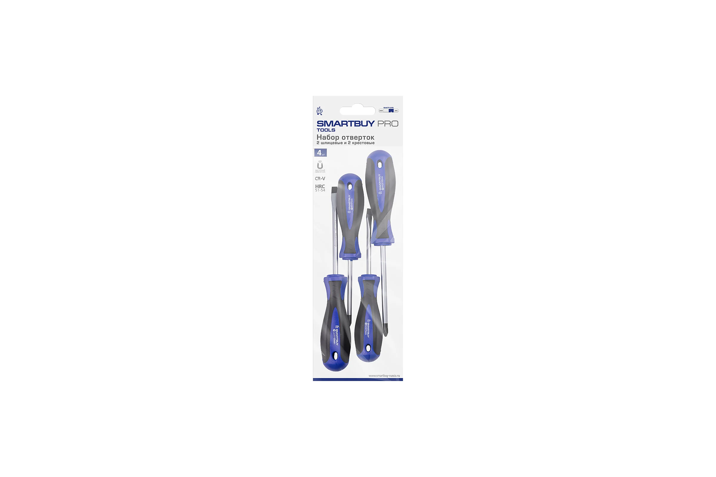 Отвертки в наборе SMARTBUY 4 штуки, SL, PH, CR-V сталь, PRO TOOLS SBT-PRO-SCN-4