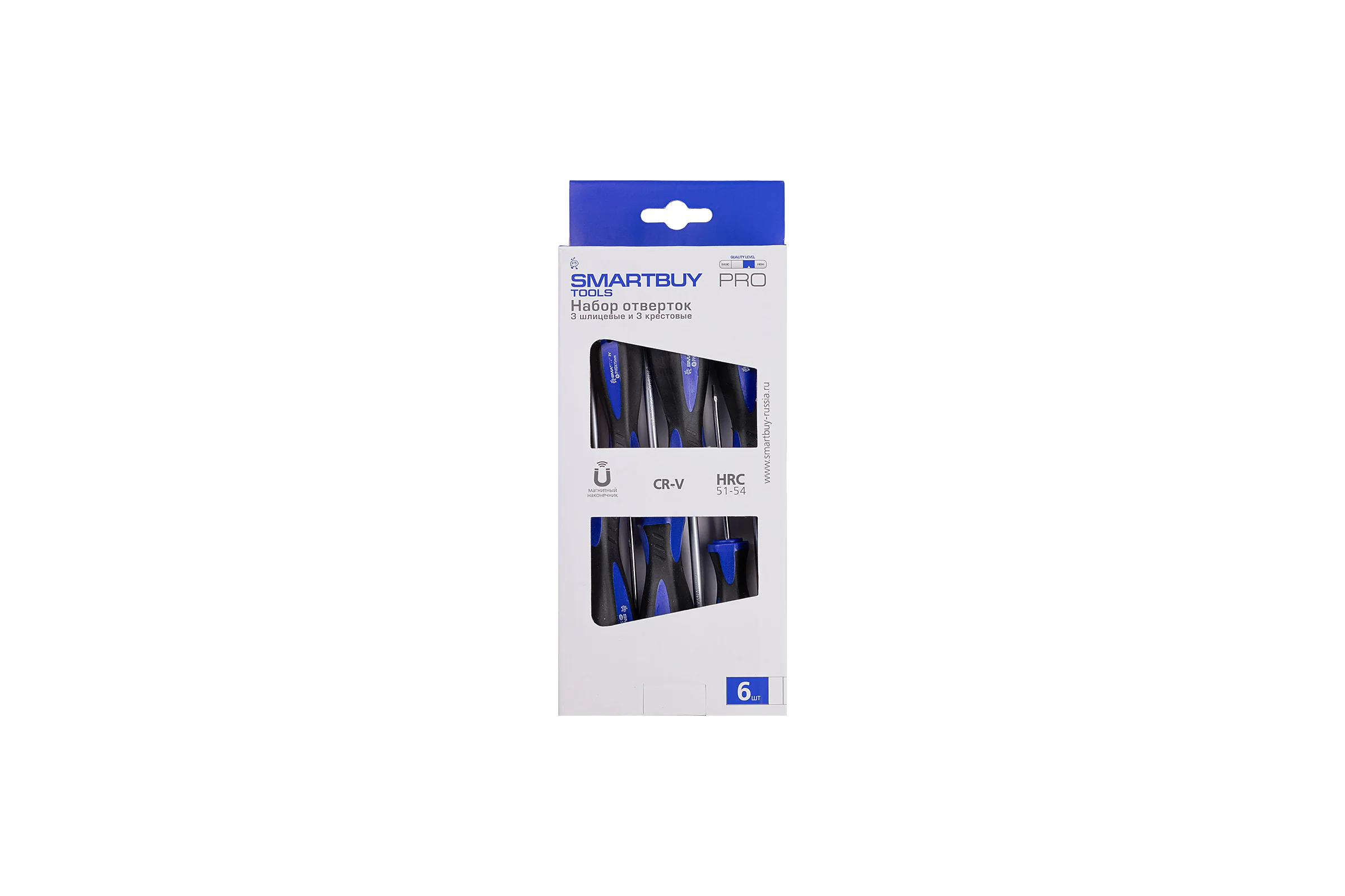 Отвертки в наборе SMARTBUY 6 штук, SL, PH, CR-V сталь, PRO TOOLS SBT-PRO-SCN-6