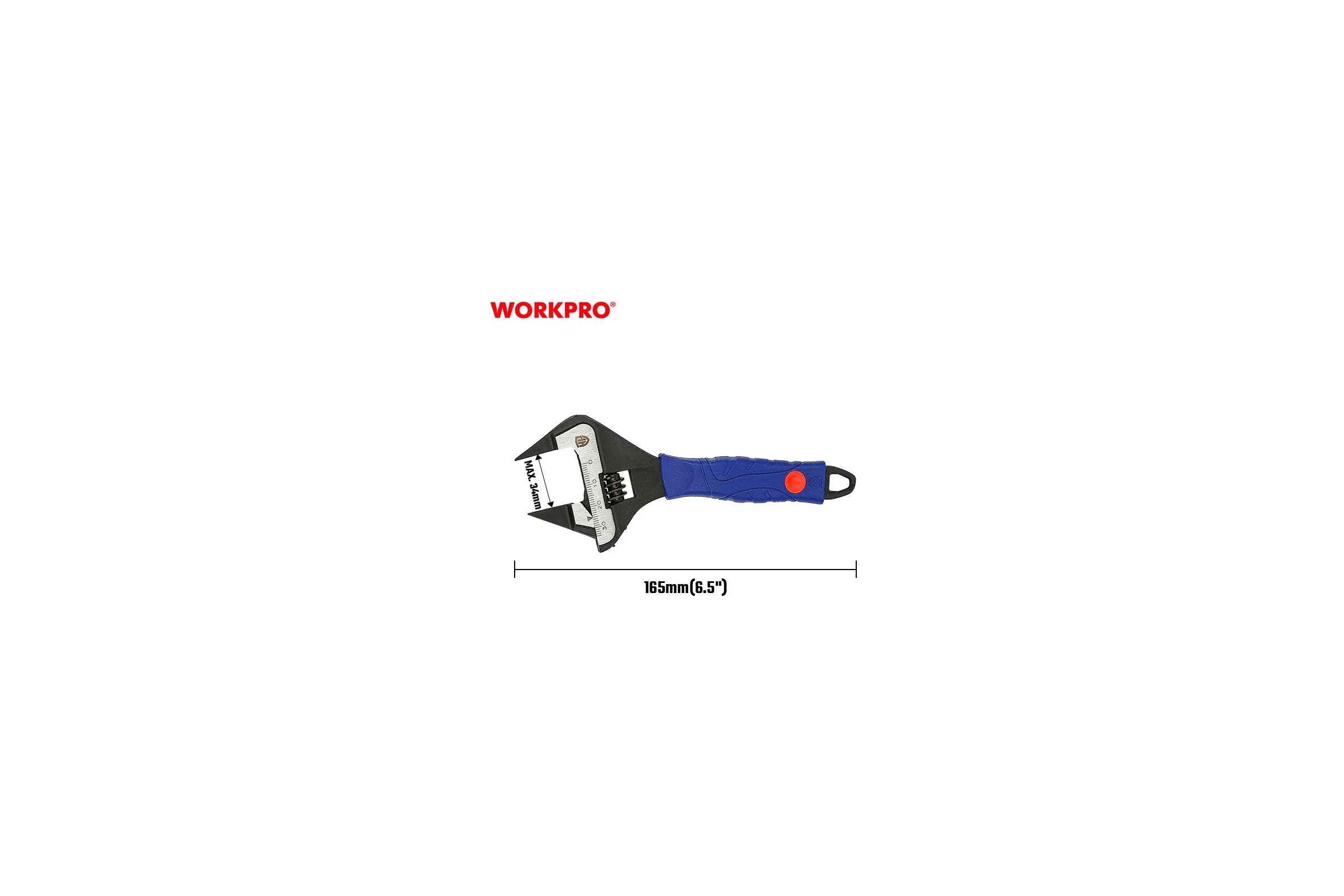 Ключ разводной Workpro PRO CR-V, 165мм, с тонкими губками WP272081