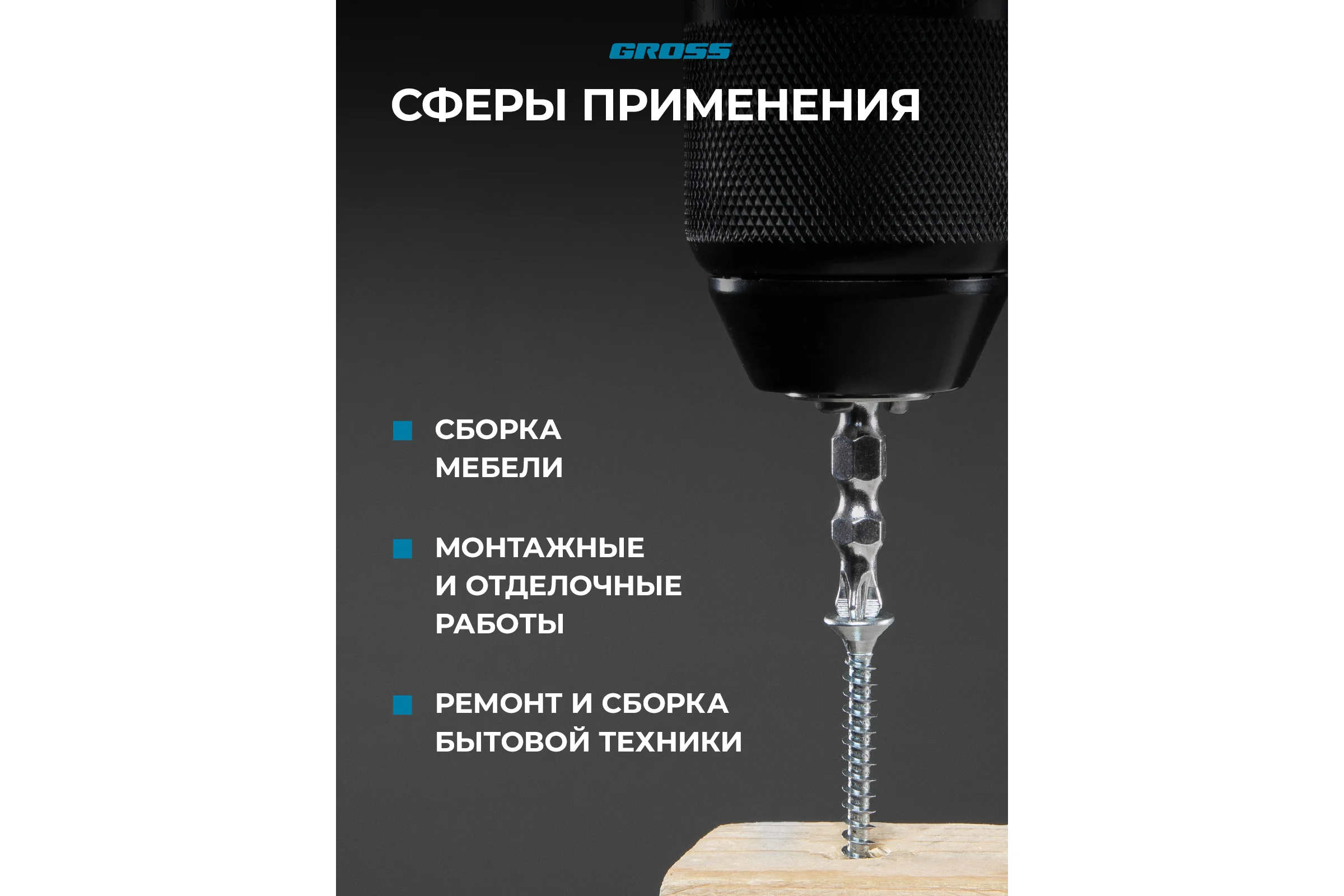 Бита двухсторонняя GROSS PZ2-PZ1, 45мм, сталь S2, 10шт 112010