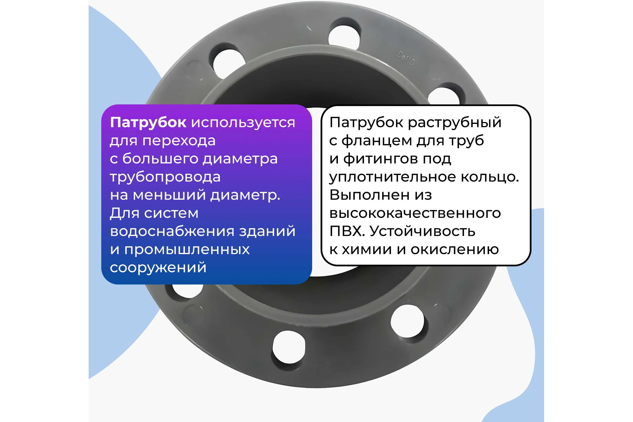 Патрубок AQUAVIVA НПВХ напорный гладкий с НПВХ фланцем 225/200 AQV106225 14775
