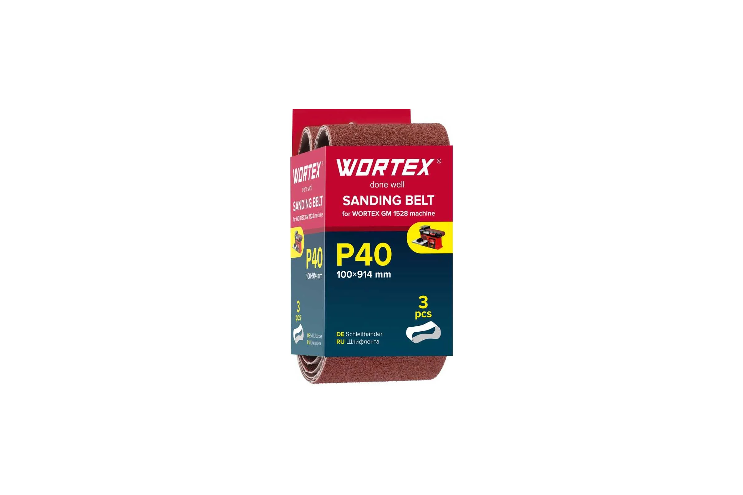 Шлифлента WORTEX 100x914 мм P40 бесконечная 3 шт. для станка GM 1528 1325973