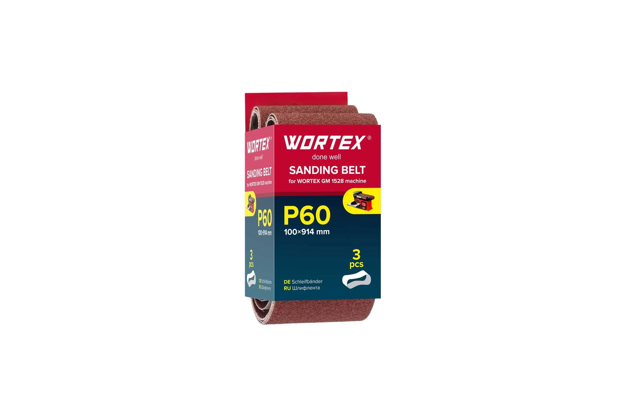 Шлифлента WORTEX 100x914 мм P60 бесконечная 3 шт. для станка GM 1528 1325974