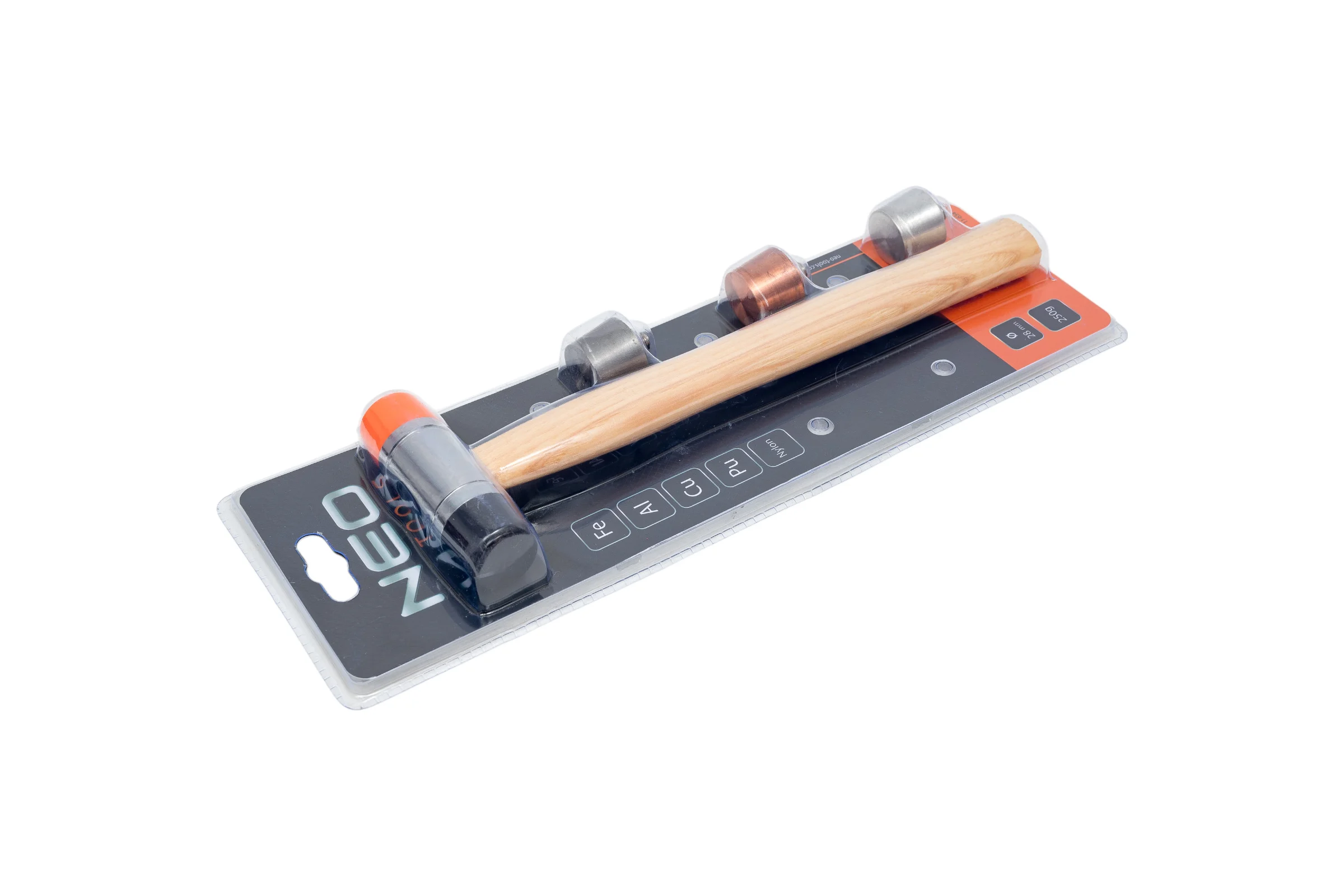Молоток NEO Tools со сменными наконечниками, 250 г/28 мм 11-634