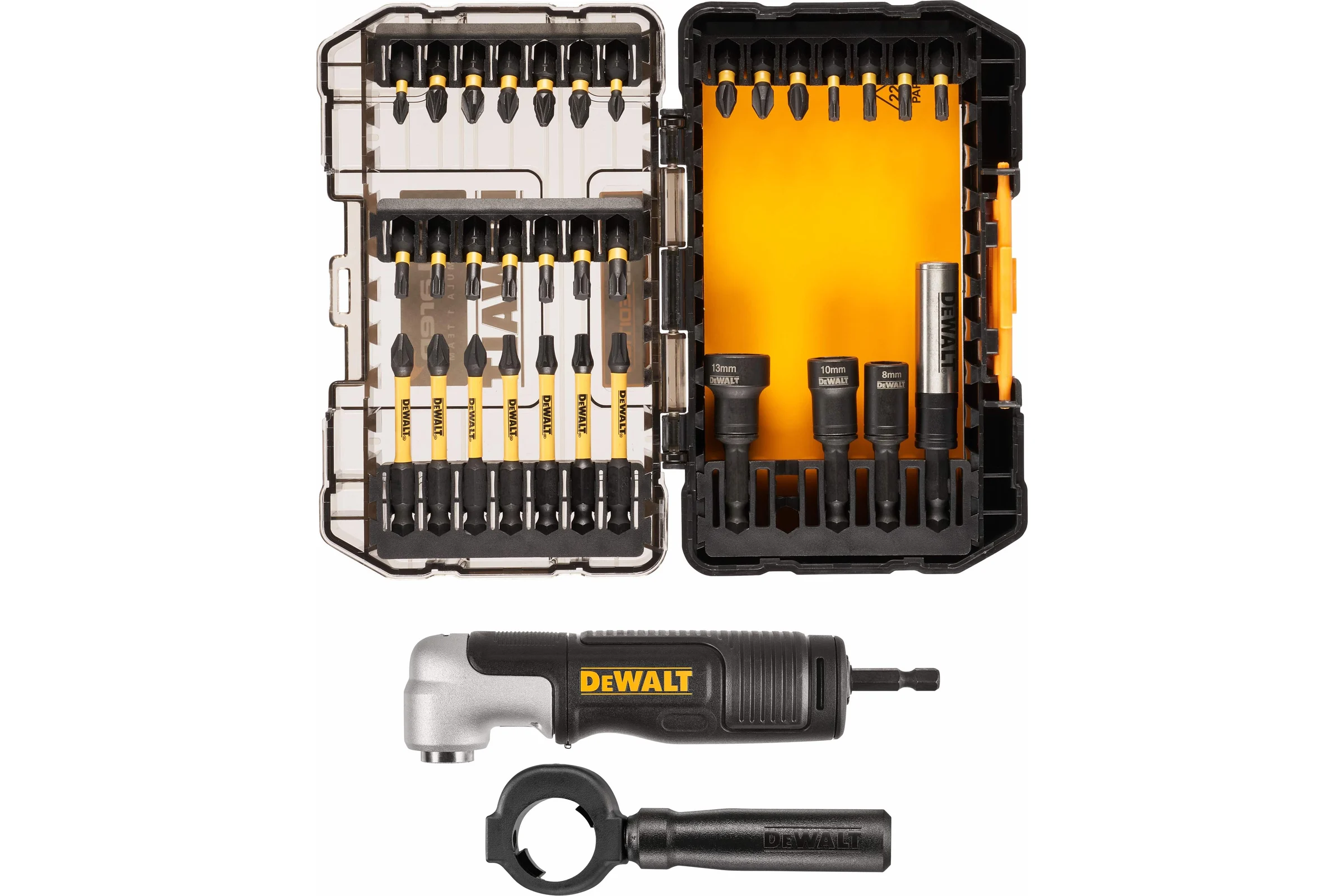 Набор бит и торцевых головок DEWALT McLaren Limited Edition DT70782, с торсионным адаптером, 33 шт., в кейсе DT70782-QZ