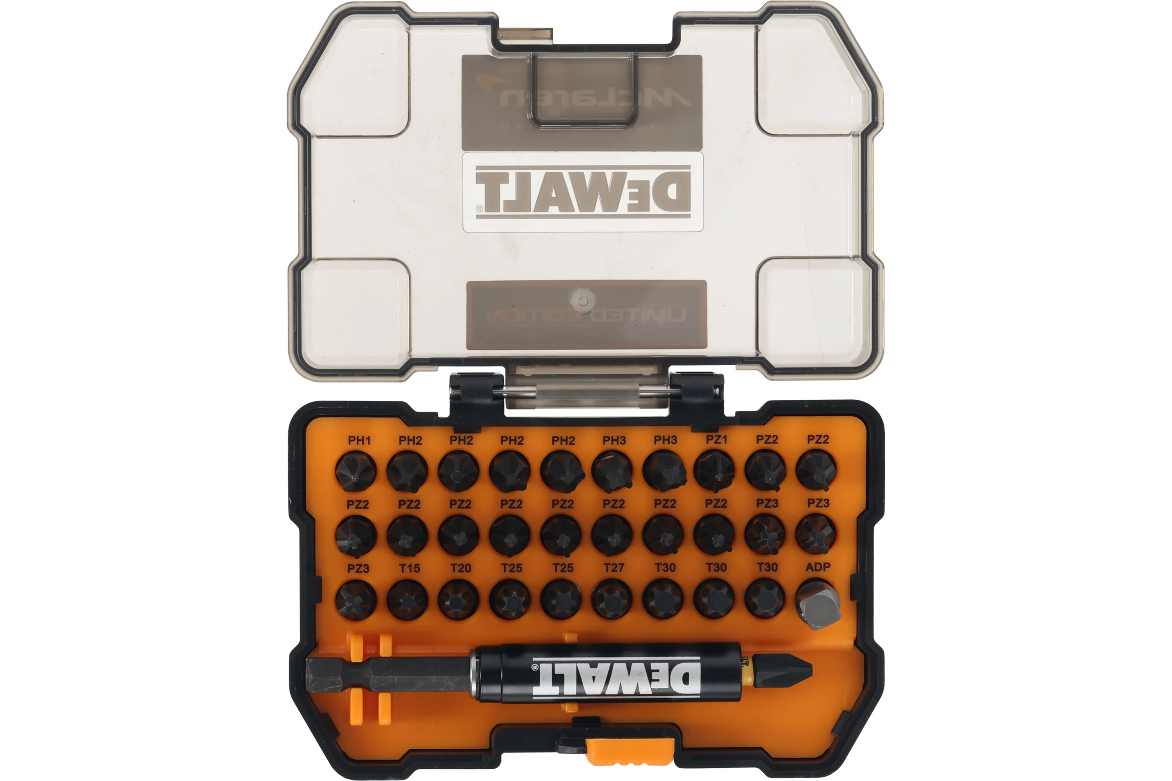 Набор бит DEWALT McLaren Limited Edition DT70900T, PH/PZ/Torx, 25 мм, 32 шт., в кейсе DT70900T-QZ