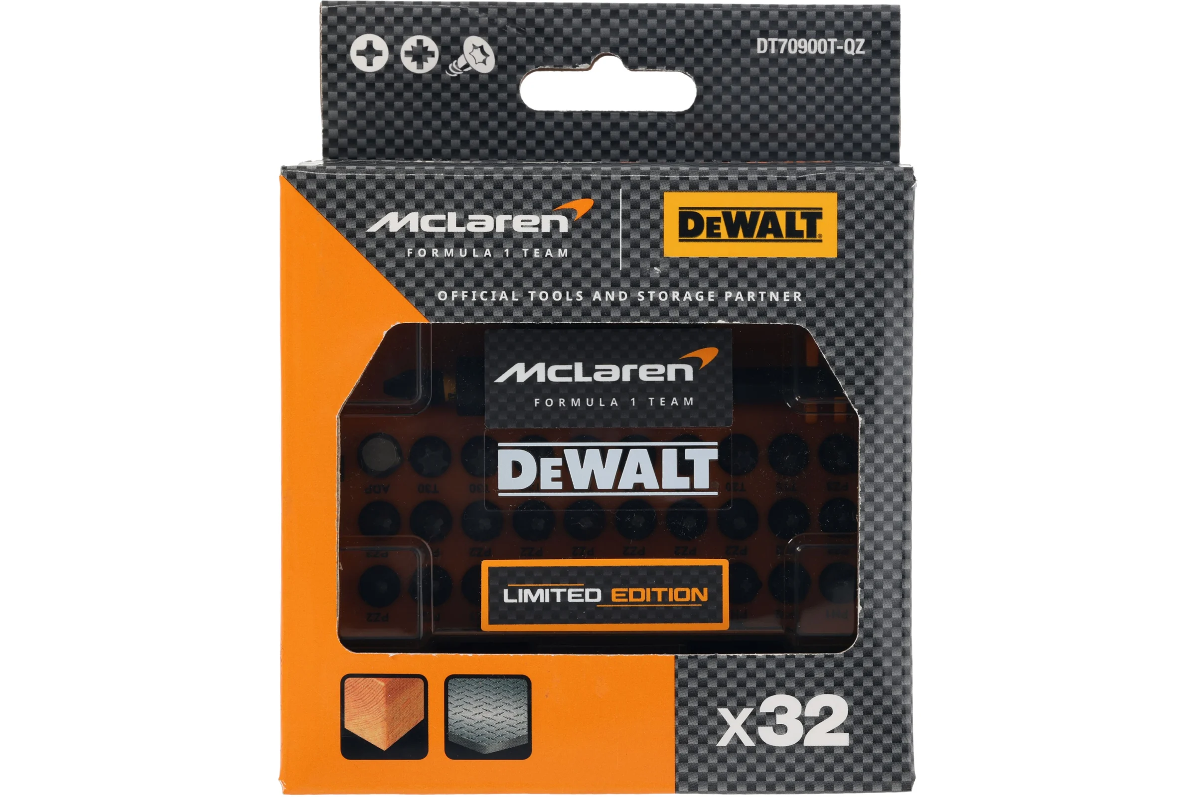 Набор бит DEWALT McLaren Limited Edition DT70900T, PH/PZ/Torx, 25 мм, 32 шт., в кейсе DT70900T-QZ