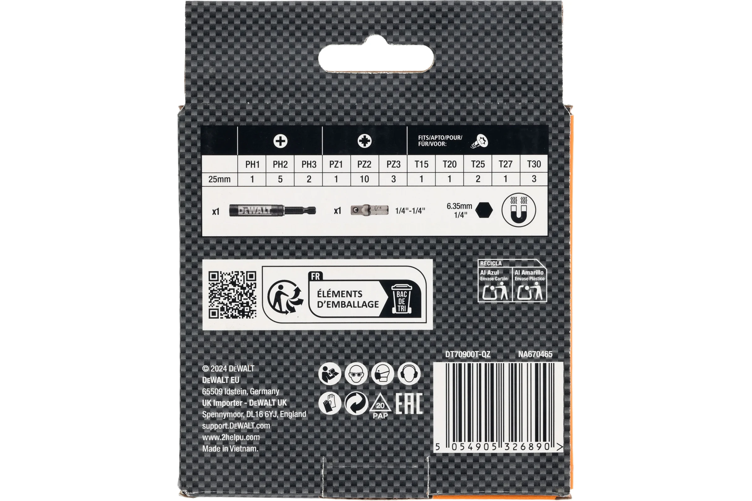 Набор бит DEWALT McLaren Limited Edition DT70900T, PH/PZ/Torx, 25 мм, 32 шт., в кейсе DT70900T-QZ