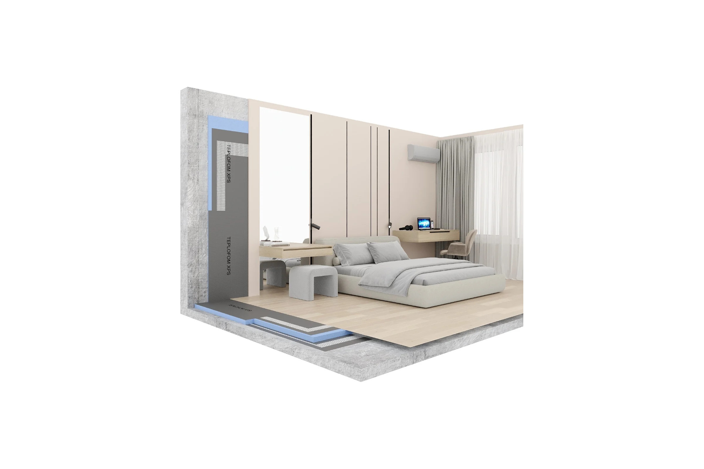 Теплоизоляционная панель Teplofom XPS 600x600x30мм (односторонний слой) Упаковка-2шт 2/30/600