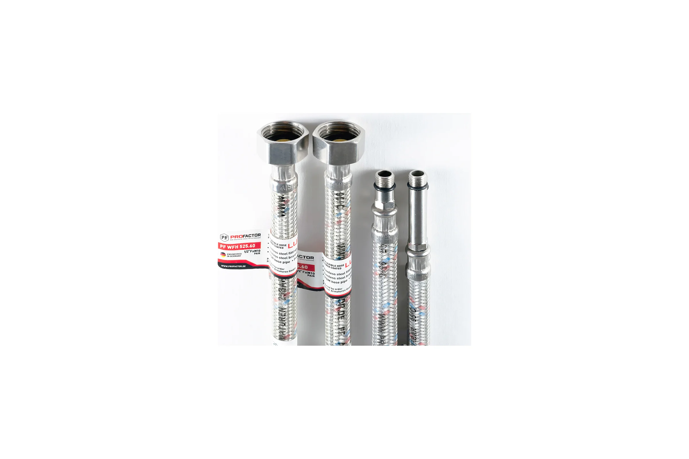 Подводка к смесителю PROFACTOR LUXE с полимерным покрытием, 1/2 х М10, пара, 60 см PF WFH 525.60