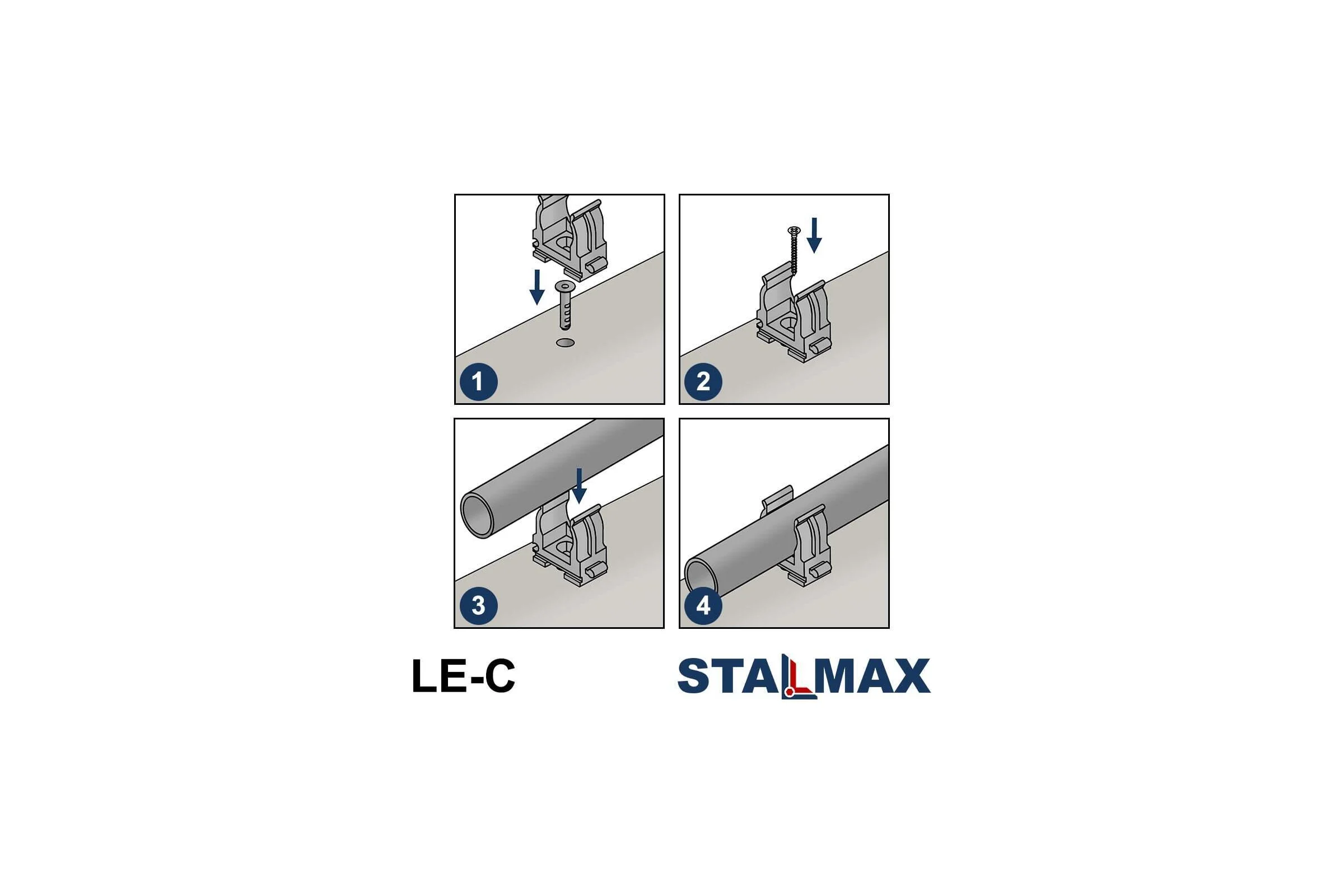 Клипса-держатель STALMAX LE-C 25 мм для крепления труб (арт. 11818) серая (уп. 250 шт) 11818-023