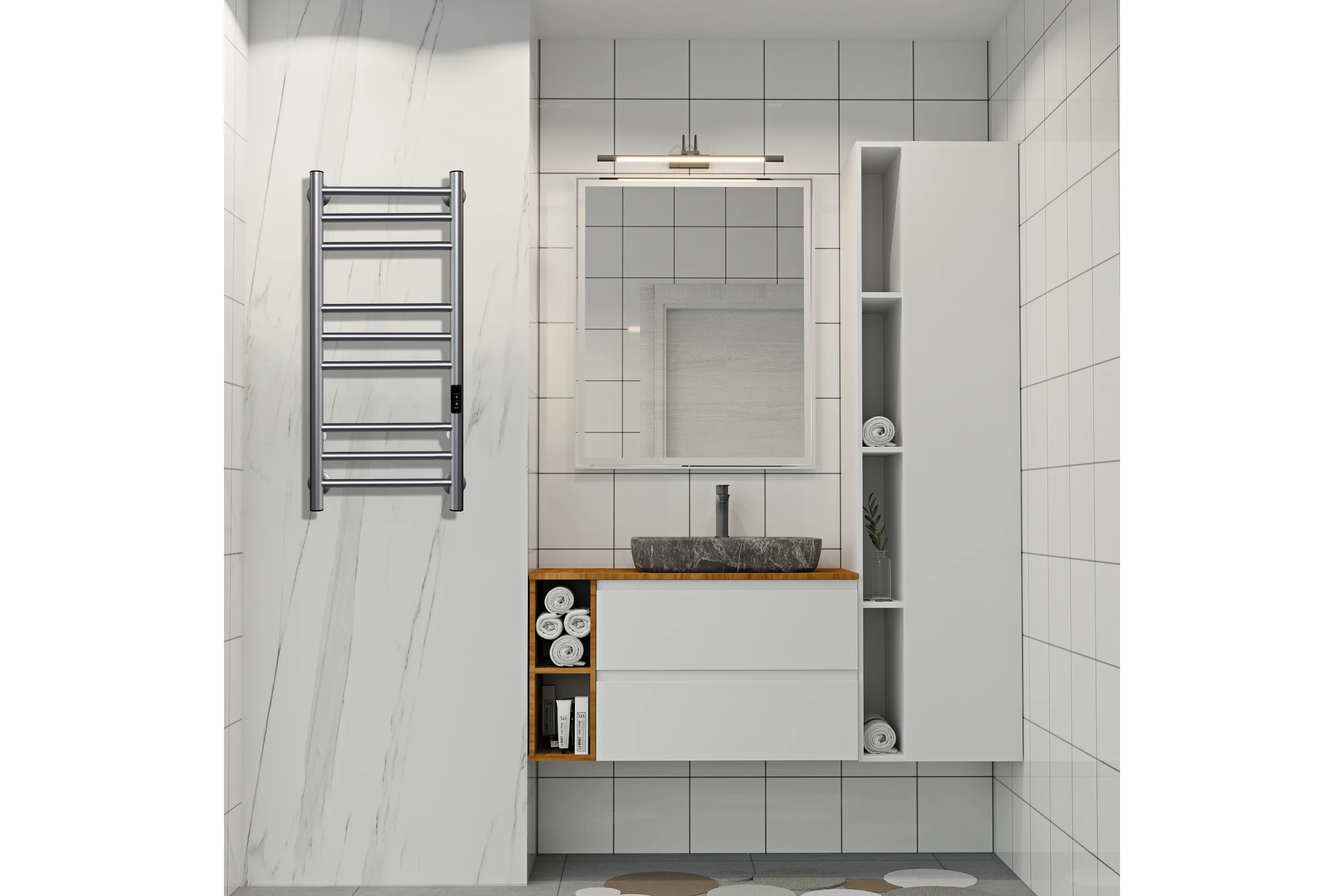 Электрический полотенцесушитель INDIGO Line Trinity (electro) 70/30 (таймер, скр.монтаж, унив.подкл.R/L, Graphite Metallic) LСLTE70-30GFMRt