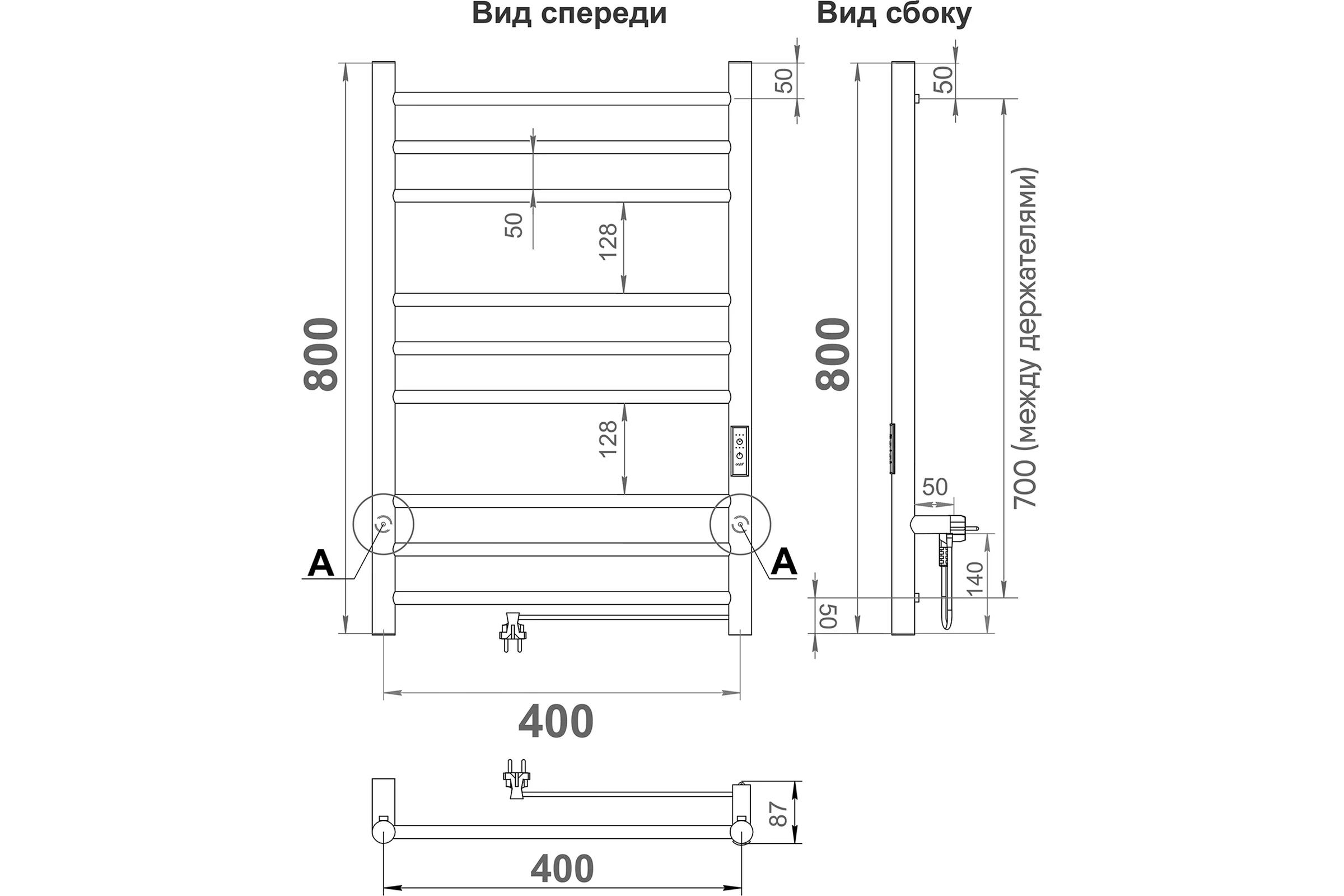 Электрический полотенцесушитель INDIGO Line Trinity (electro) 80/40 (таймер, скр.монтаж, унив.подкл.R/L, Graphite Metallic) LСLTE80-40GFMRt