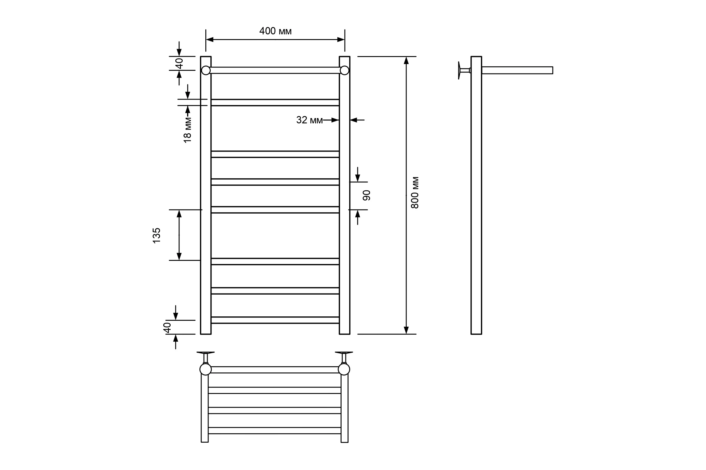 Полотенцесушитель электрический Comfysan с/т Luce EC-8 80/40 с полкой, хром 013578