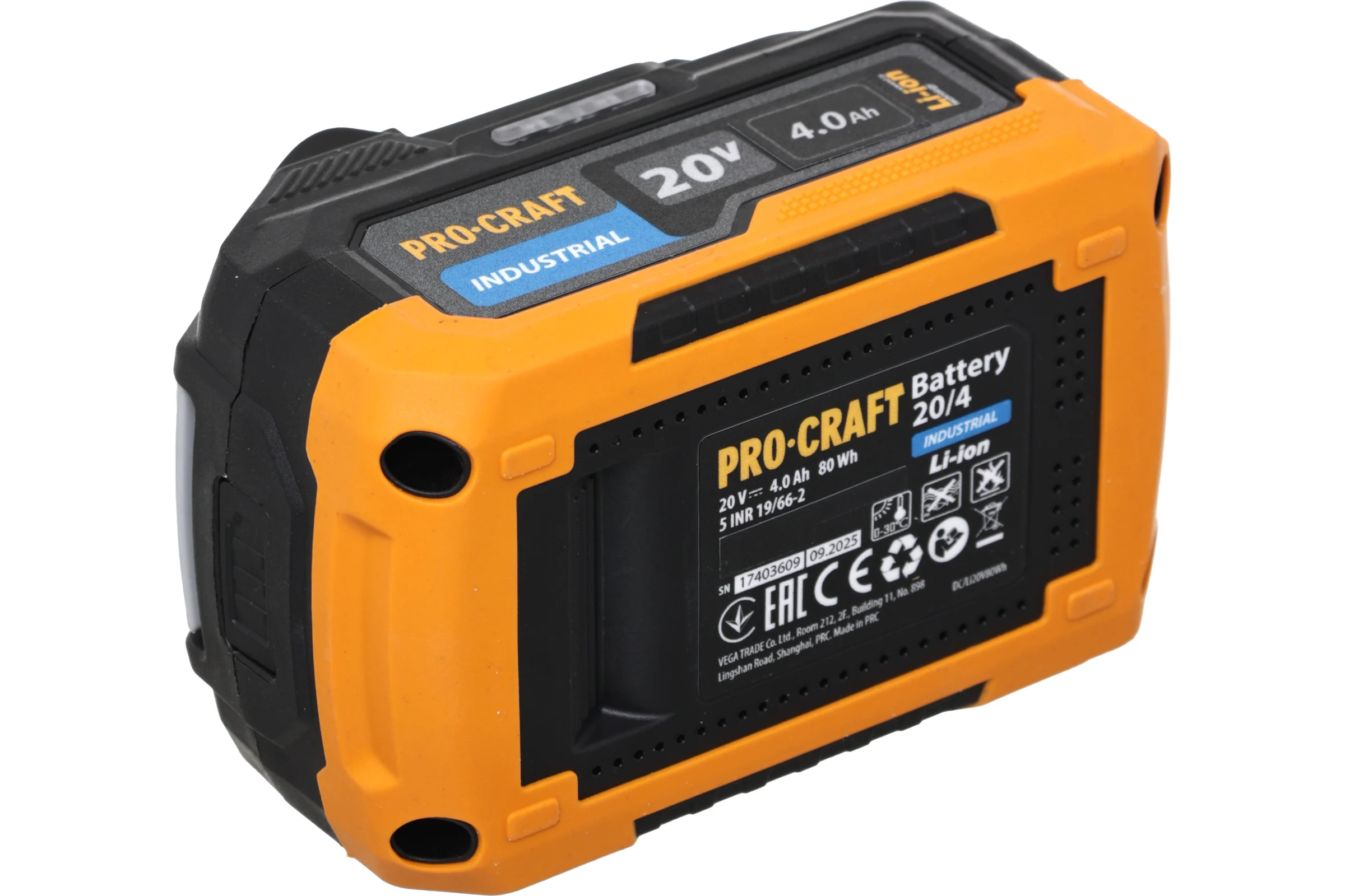 Батарея аккумуляторная PROCRAFT Li-Ion 20В 4Ач BAT20/4 Industrial