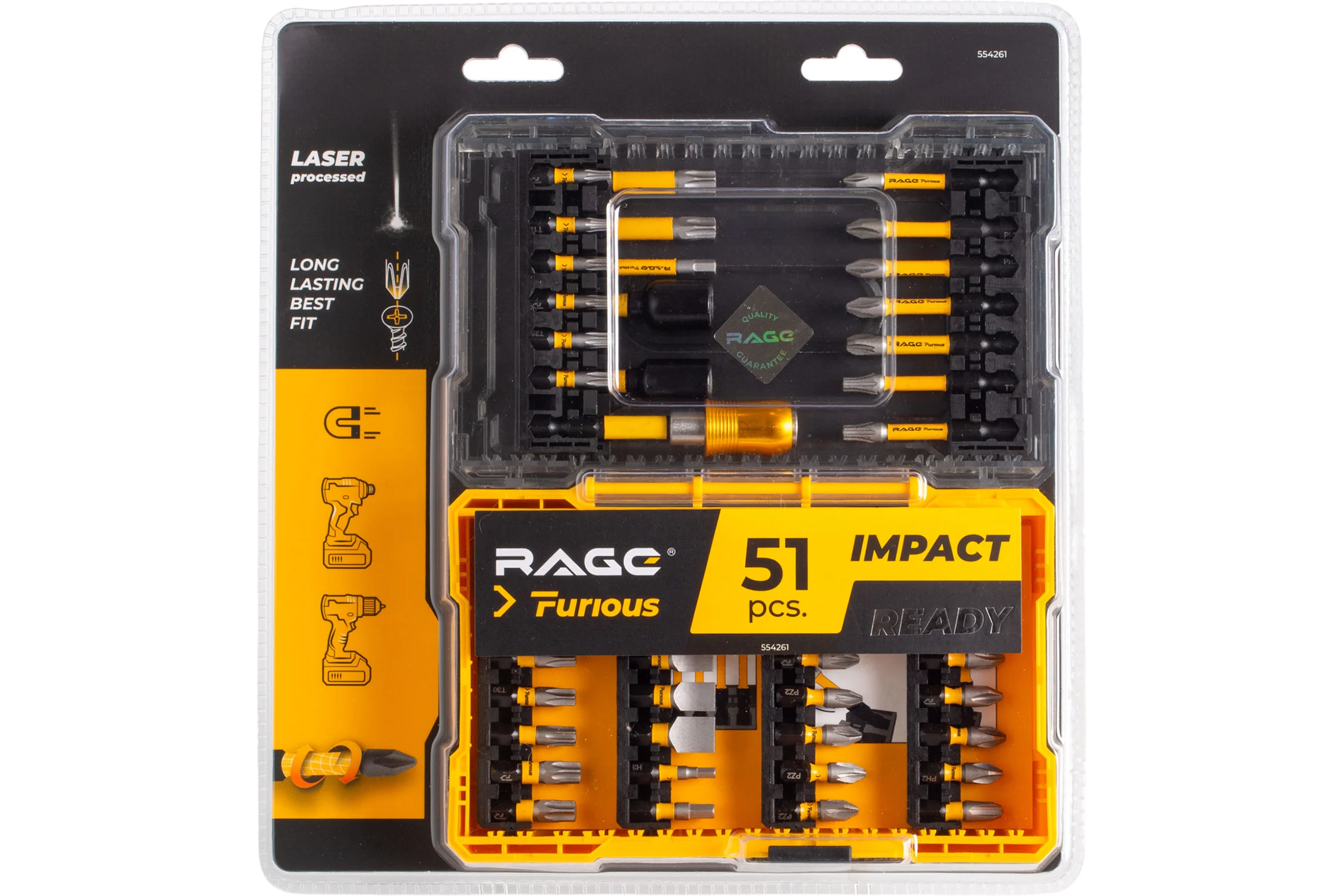 Биты RAGE Furious для шуруповерта магнитные торсионные IMPACT 51 предмет S2 554261