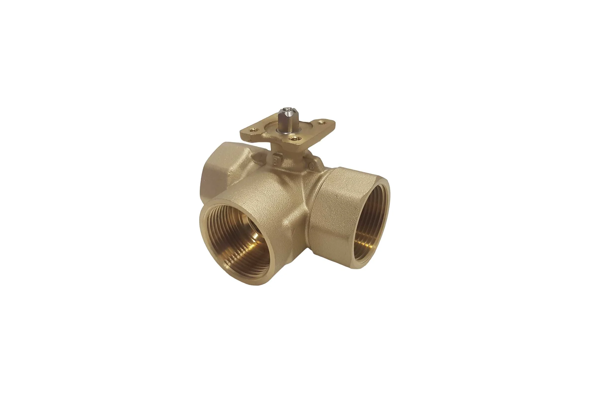 Трехходовой шаровой кран TECHNO 3032B латунный, под привод DN32, G1 1/4, КVS 25.0 640332-2