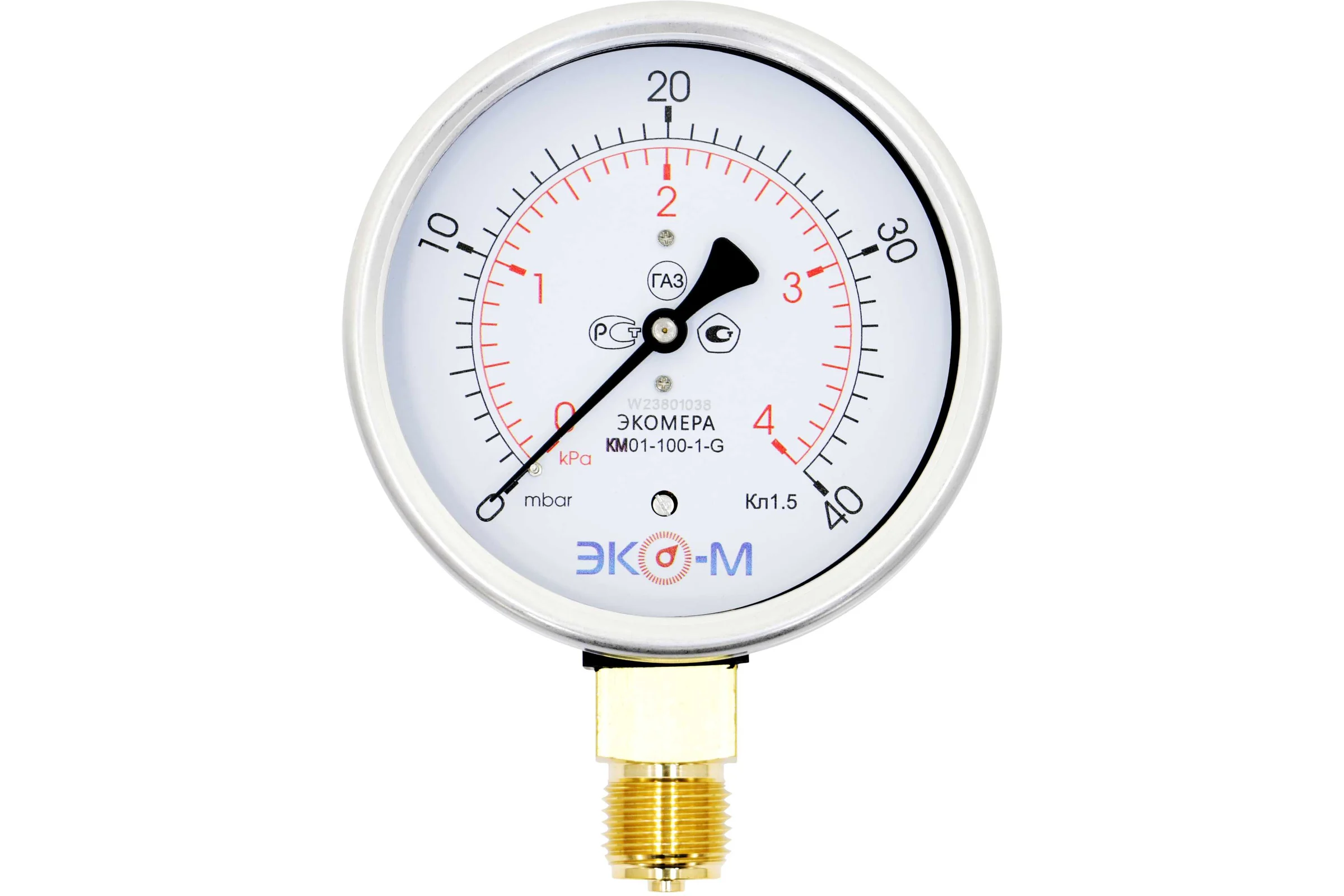 Манометр ЭКО-М КМ-100мм 0...4кПа M20*1.5
(ТН ВЭД 9026204000) КМ-100-M-4кПа