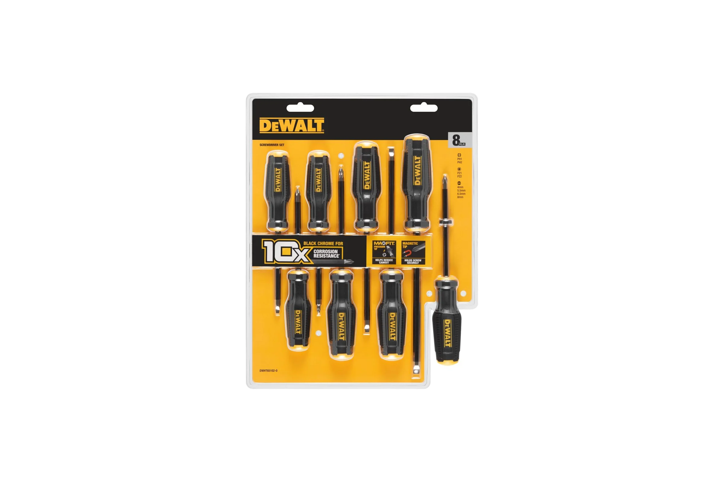 Набор отверток Dewalt TOUGHSERIES , PH/PZ/SL, 8 шт. DWHT65102-0