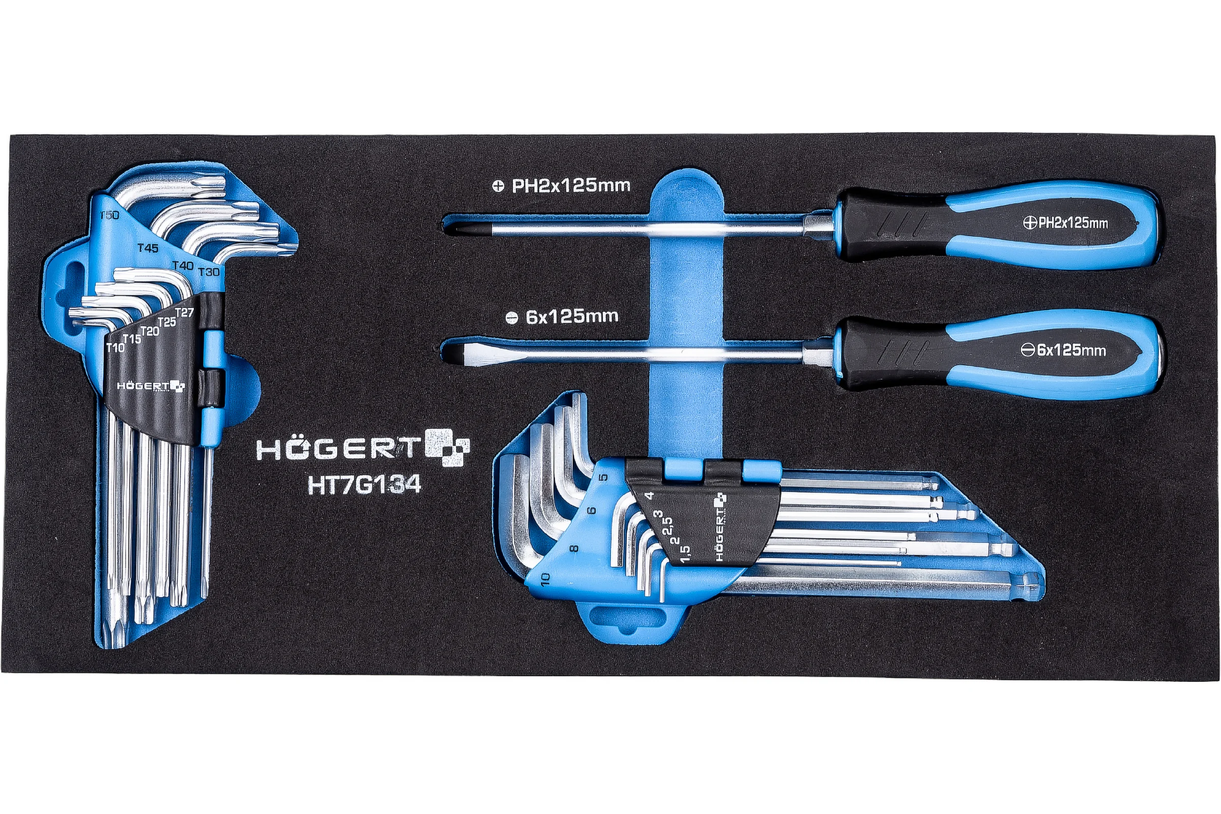 Набор отверток, ключи HEX и TORX 20 шт., ложемент EVA HOEGERT TECHNIK HT7G134