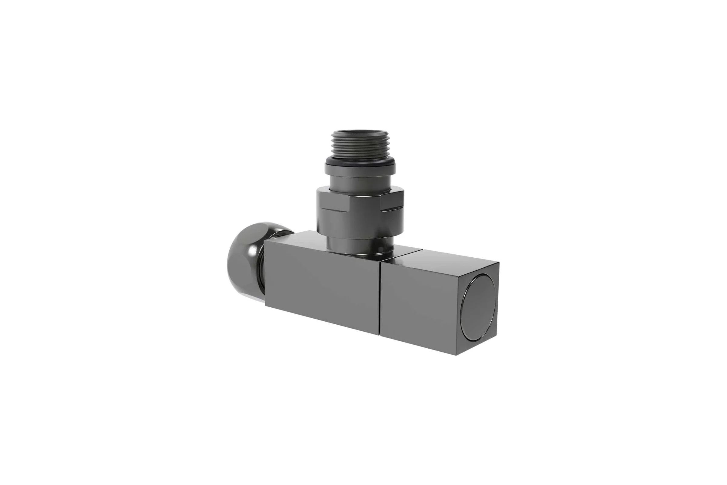 Кран угловой для полотенцесушителя VIEIR квадратный графит, подключение 1/2 х 3/4 наружная/внутренняя резьба VR2034B-01G