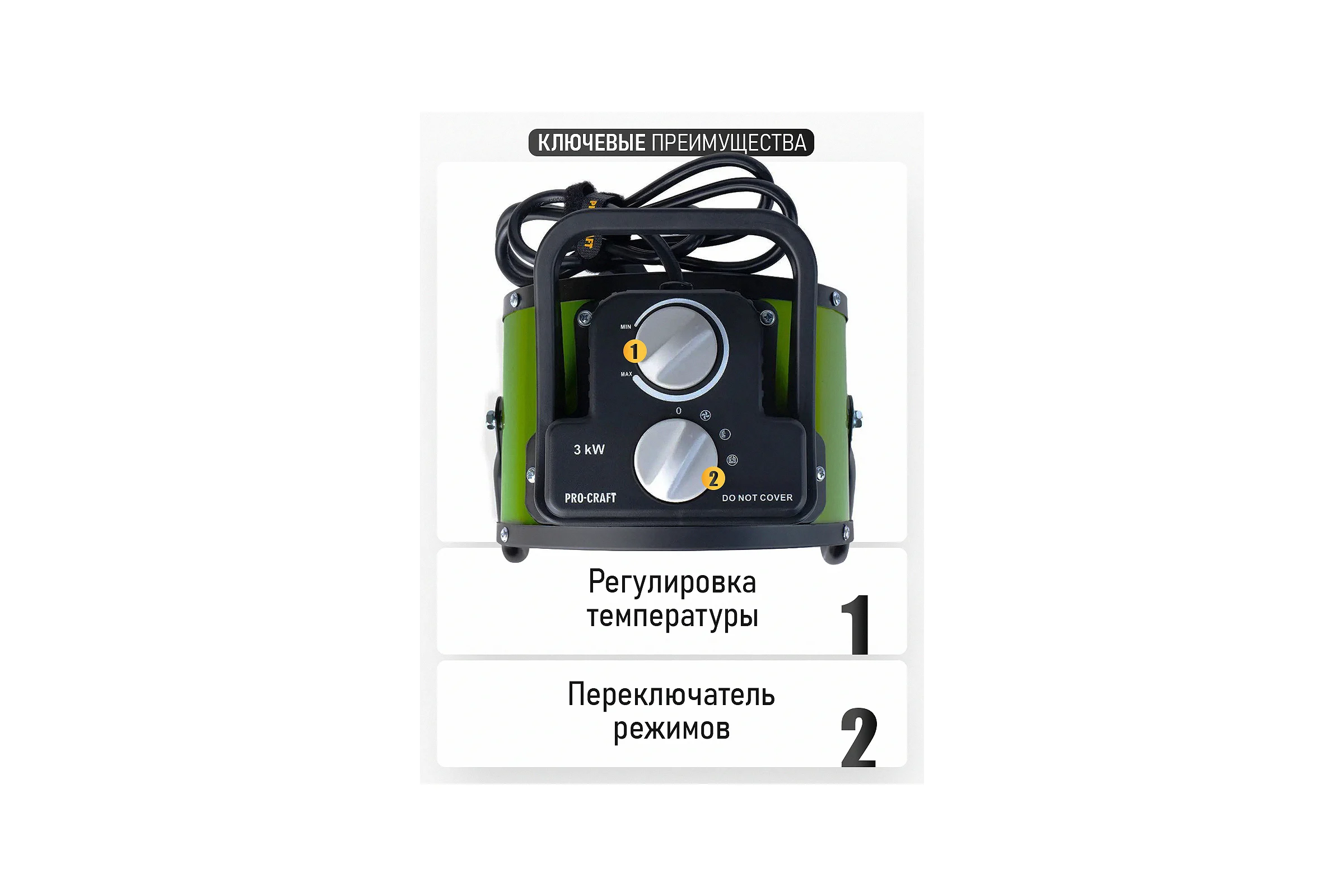 Тепловентилятор   25/1000/2000Вт PROCRAFT FP30C