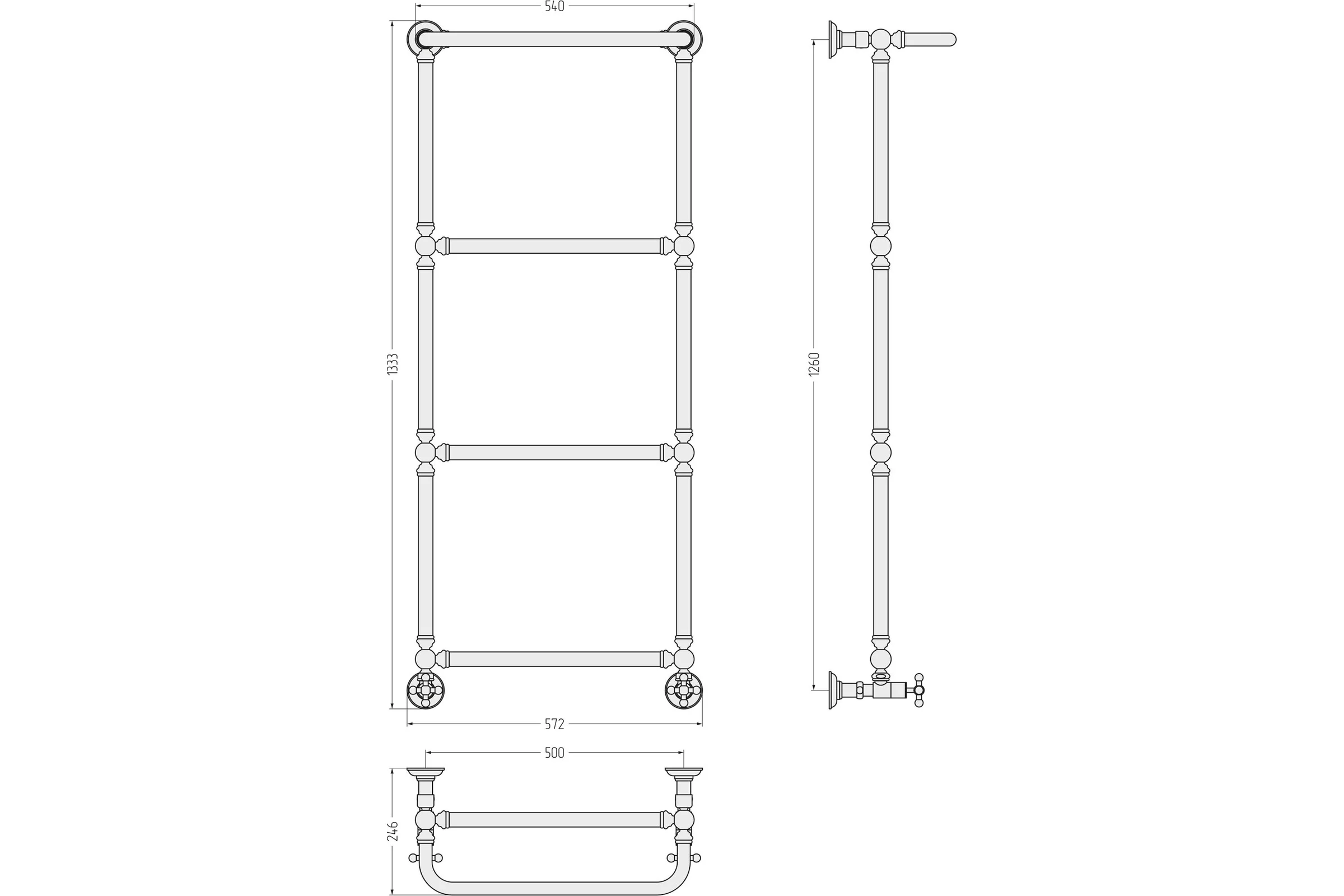 Полотенцесушитель Сунержа ДР Ренессанс 1386 1260х500 Золото 03-0281-1250