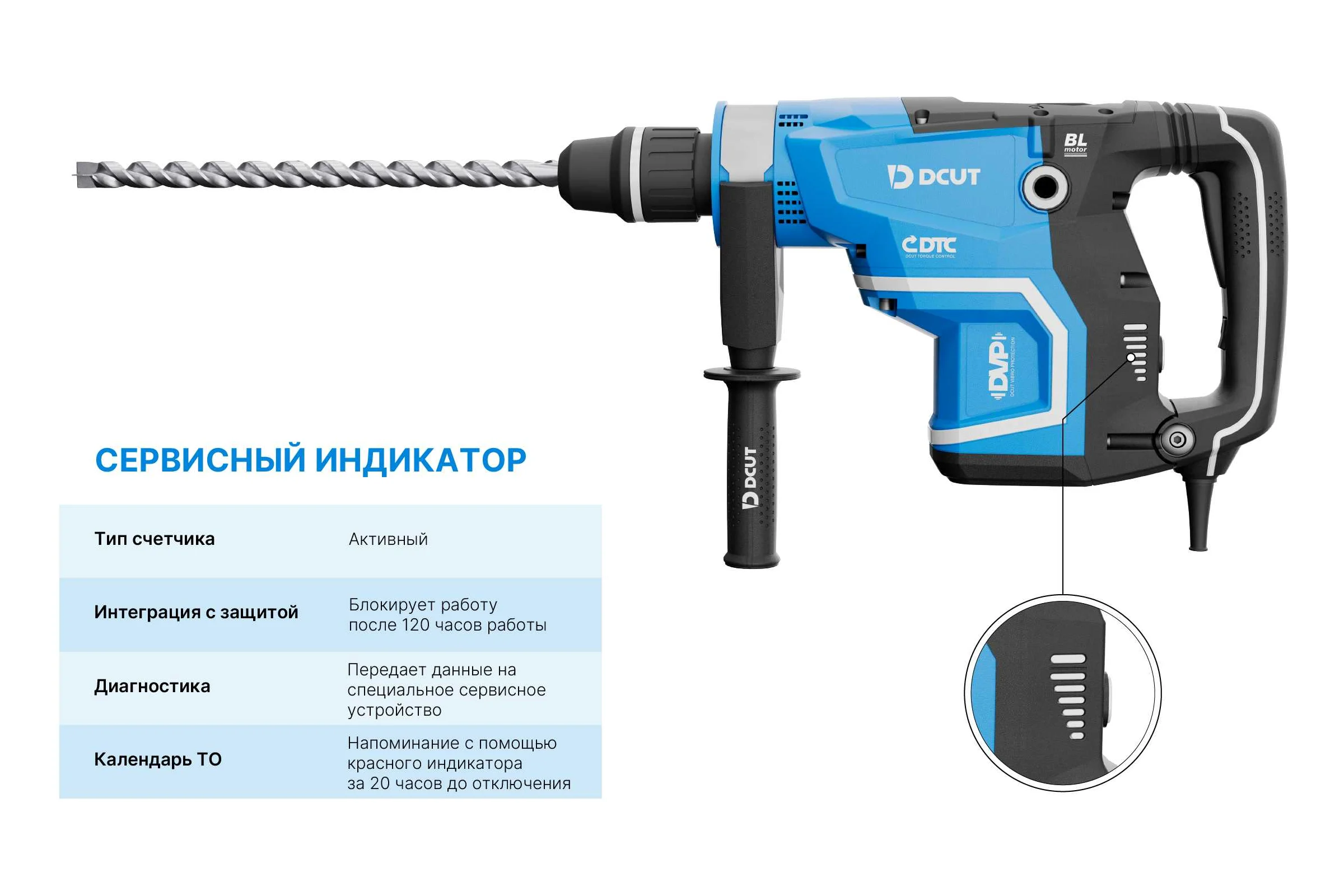 Перфоратор DCUT SDS max, бесщёточный, 1600Вт, 2реж, 18Дж, 1500-3000у/м, 10,3кг. DBRJ1816 DBRJ1816-SP2
