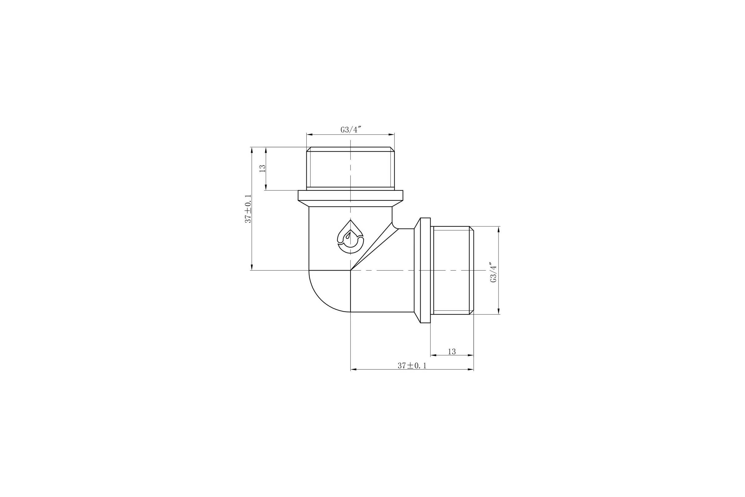 Угольник латунный AV Engineering 3/4" с наружной резьбой с ограничителем AVE307010 ЦЗ-1649956276