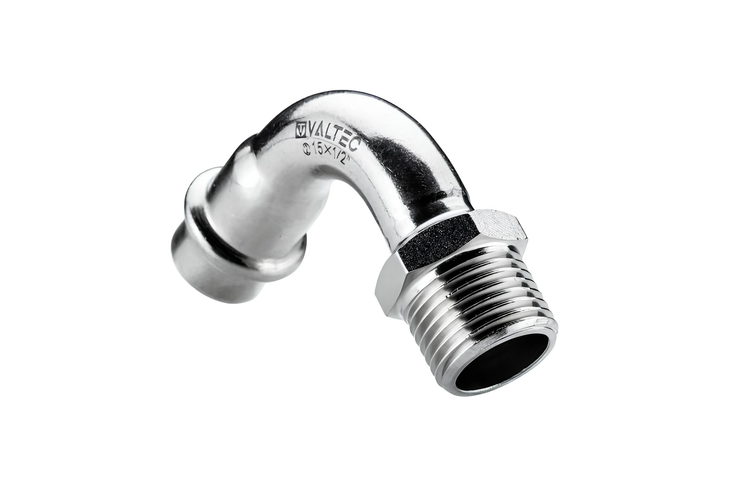 Отвод 90 с переходом на нар. р. Valtec, нерж. сталь 18х1/2 VTi.957.I.001804