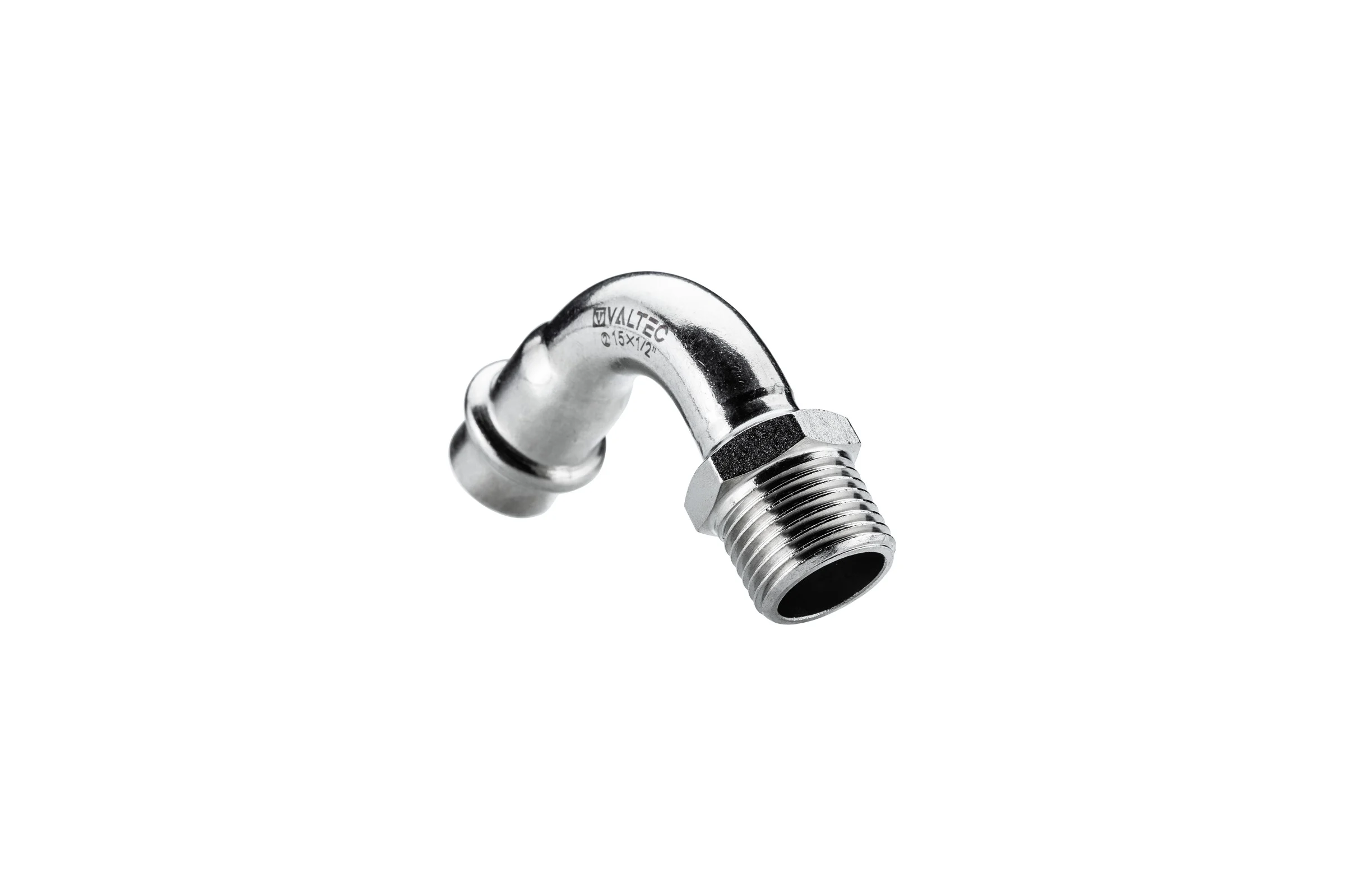 Отвод 90 с переходом на нар. р. Valtec, нерж. сталь 18х3/4 VTi.957.I.001805
