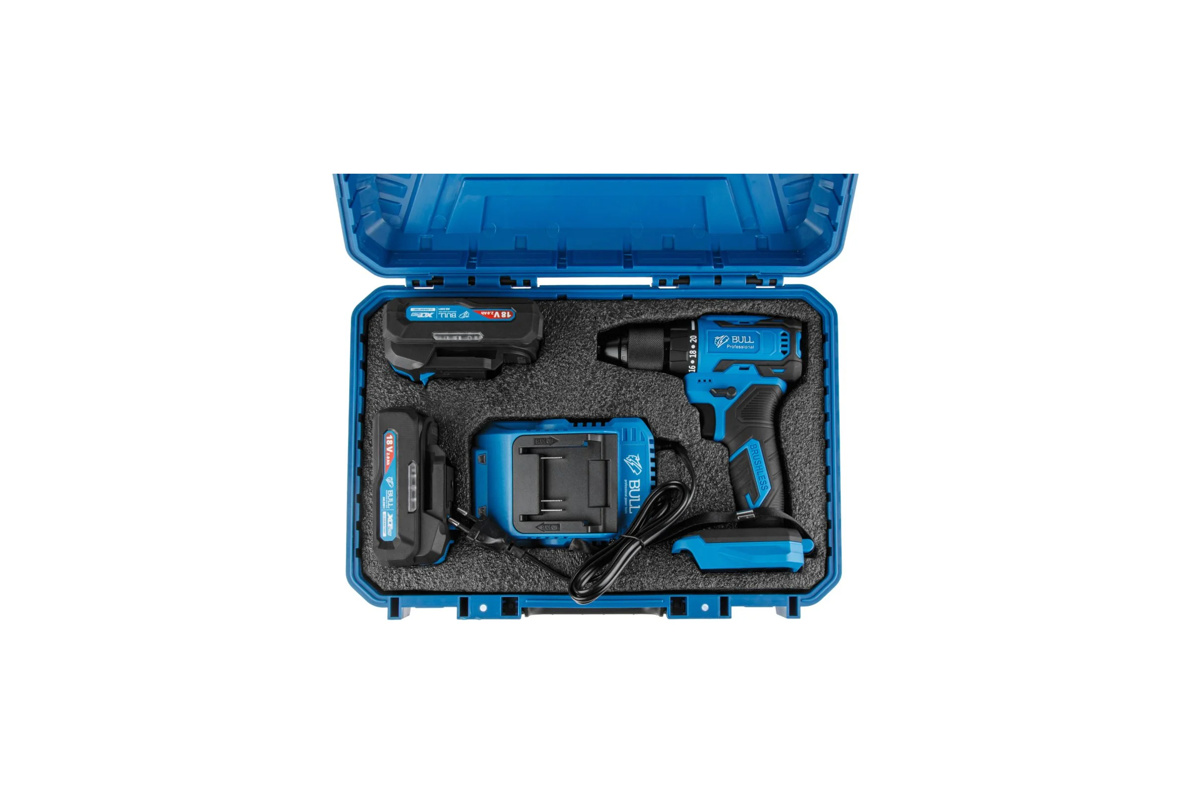 Аккумуляторная дрель-шуруповерт BULL SR 1804 R-series в чемодане XLTpro бесщеточный, Импульс, 18 В, 50 Н*м, 2х2 А*ч ЦЗ-0163944920